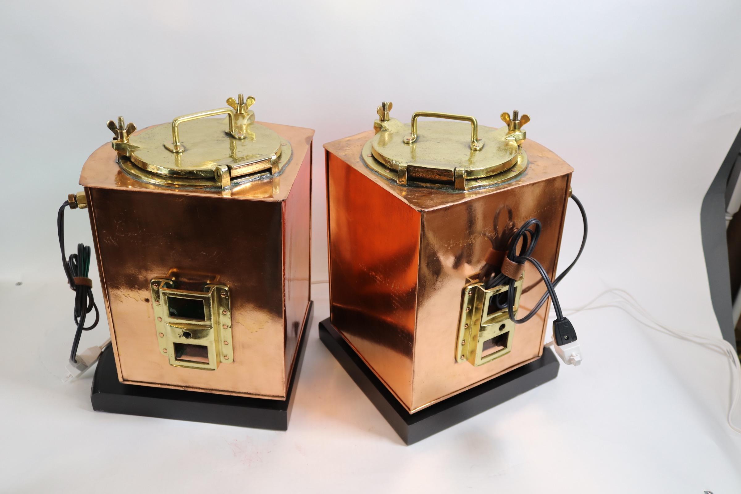 Mid-20th Century Copper Ships Port and Starboard Lanterns For Sale