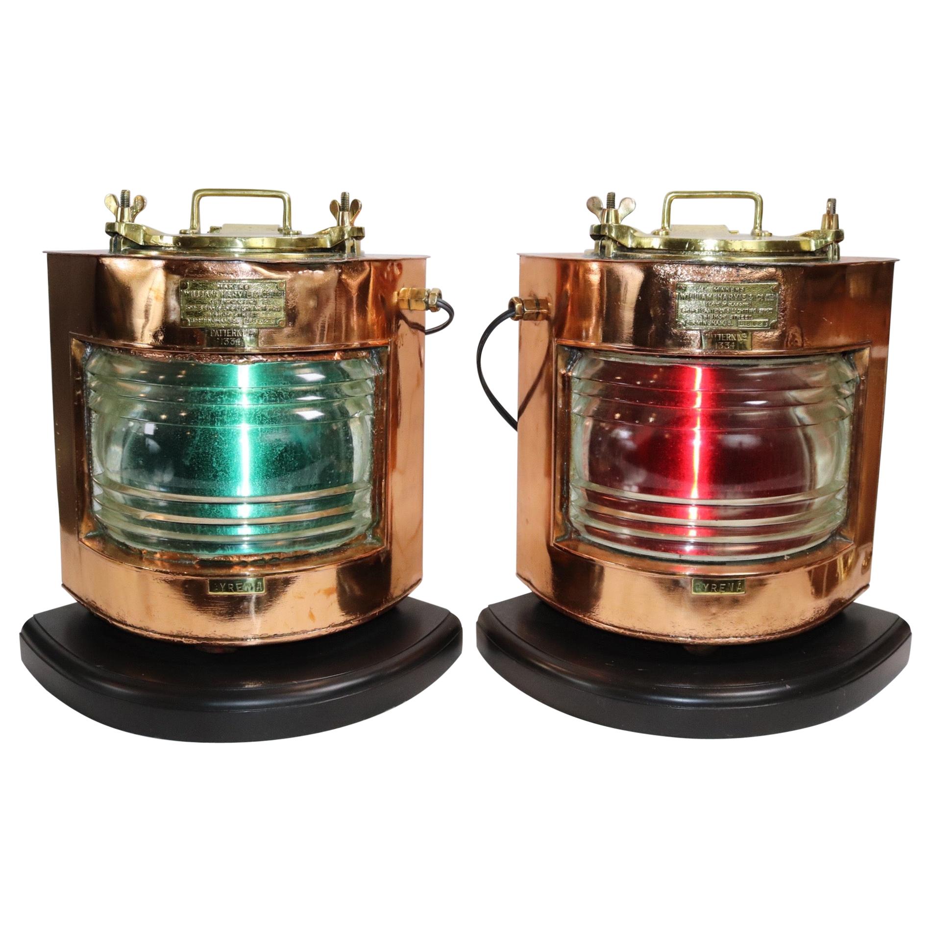 Copper Ships Port and Starboard Lanterns For Sale