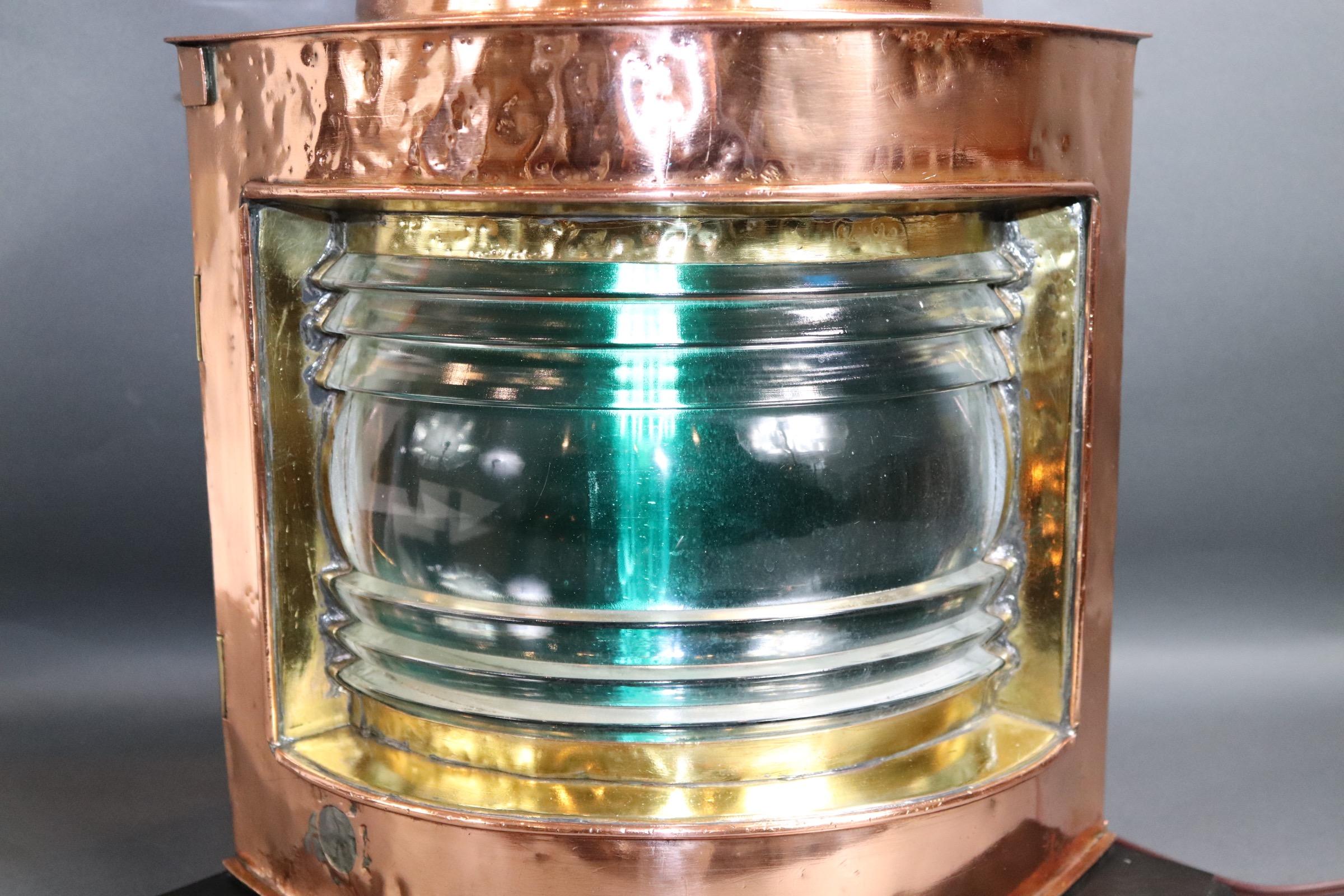 Copper Ships Starboard Lantern In Good Condition For Sale In Norwell, MA