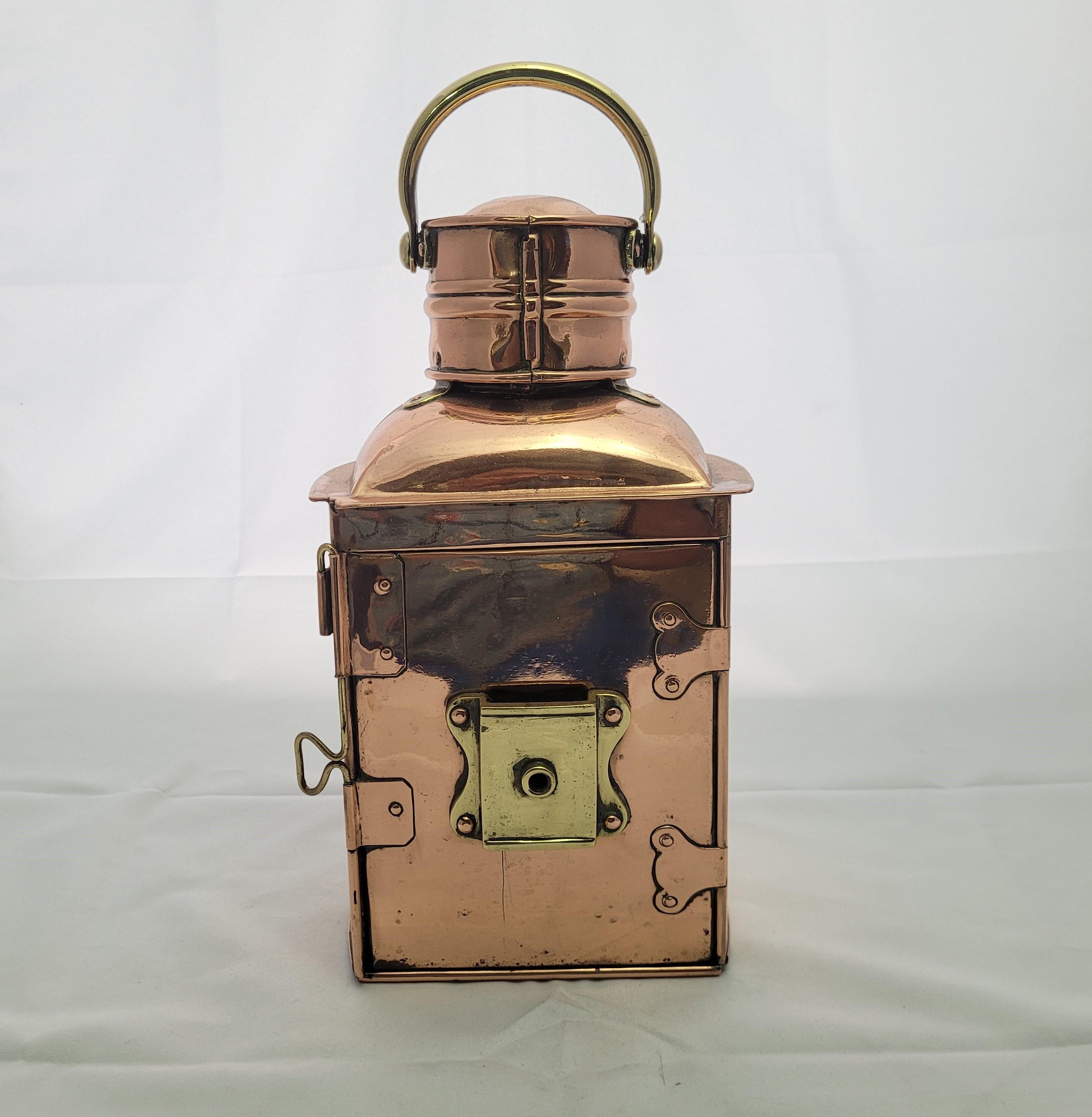 Brass Copper Ships Stern Lantern By English Maker For Sale