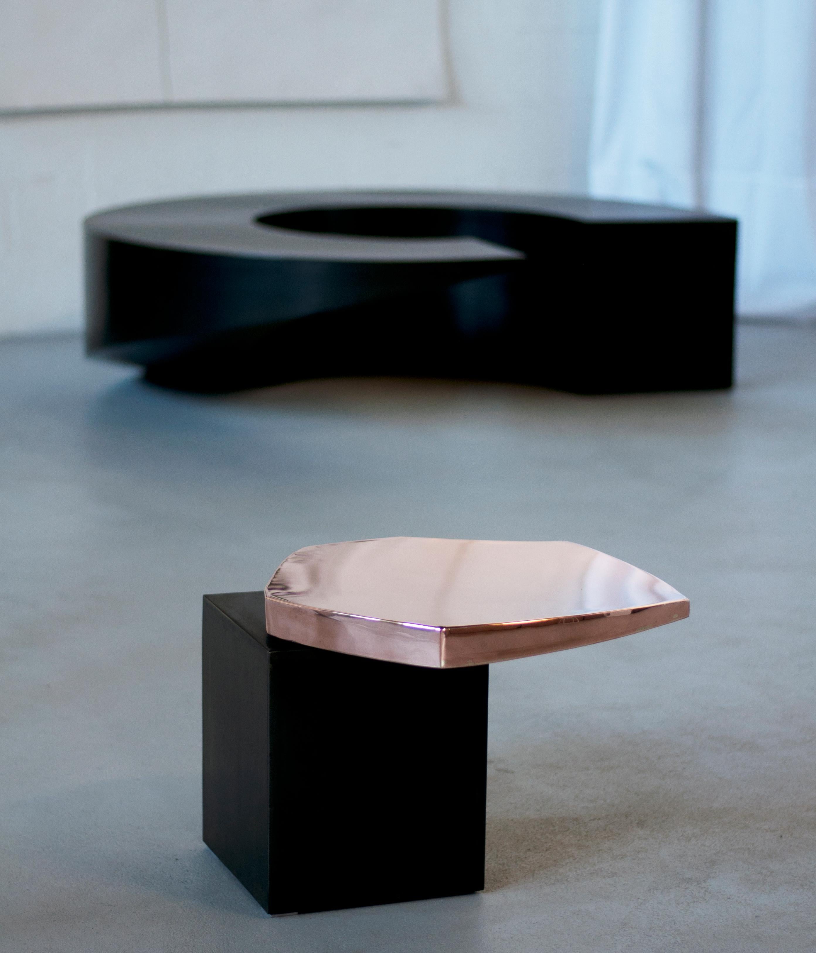 Post-Modern Copper Side Table by Pol Quadens For Sale
