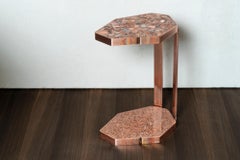 Mesa de sofá de cobre con incrustaciones de ágata roja Terrazzo
