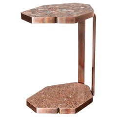Copper Sofa Table with red Agate Terrazzo inlay
