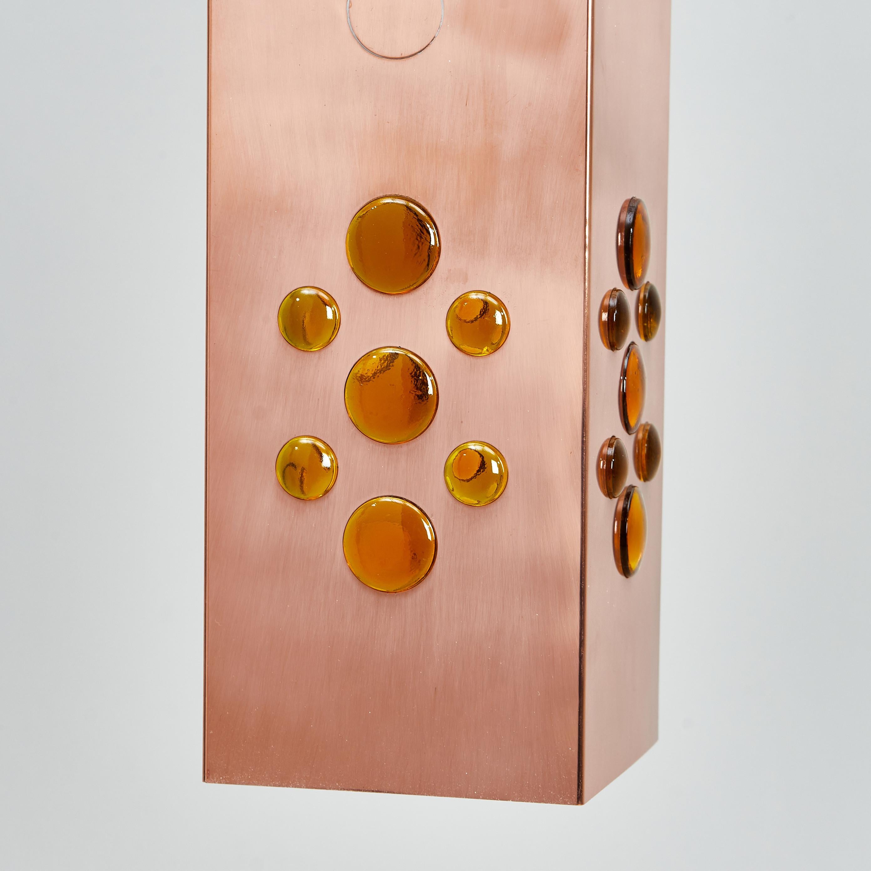 Swedish Copper Square Glass Hanging Lamp by Hans Agne Jakobsson ed. Markaryd, 1960s For Sale