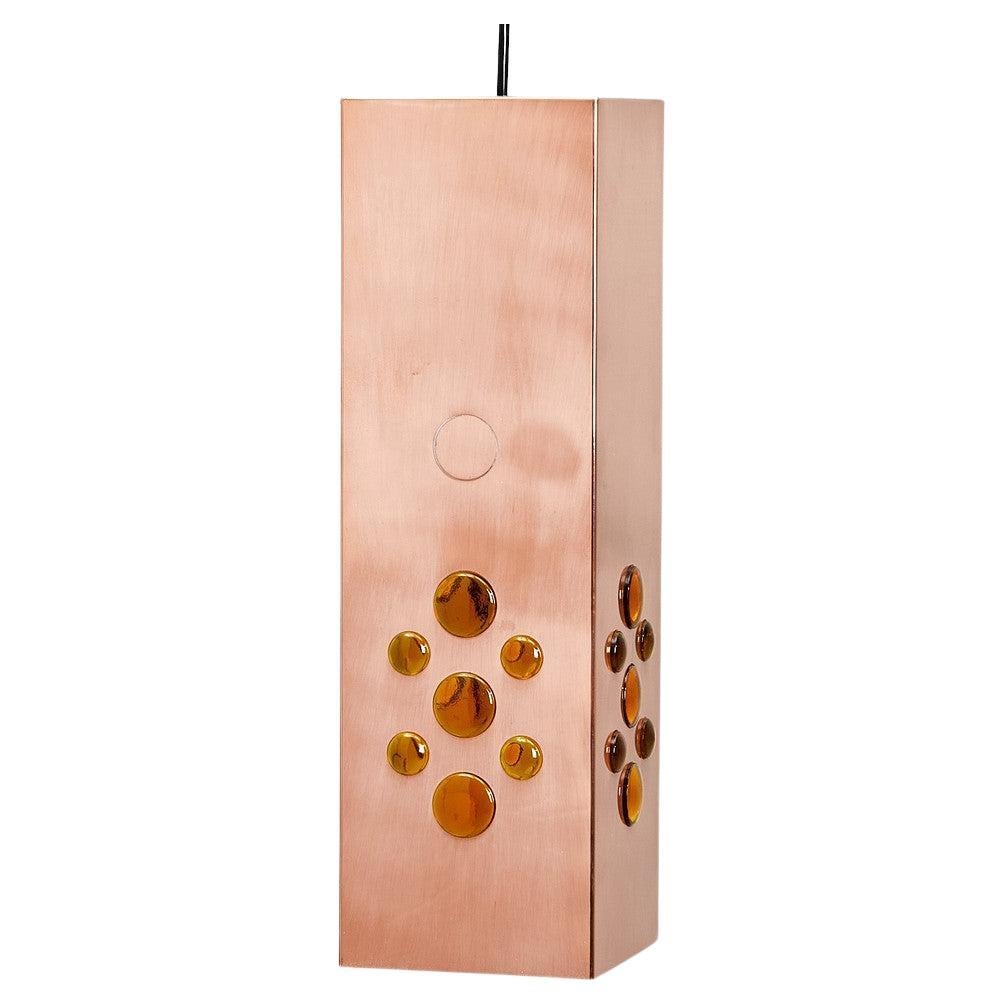 Copper Square Glass Hanging Lamp by Hans Agne Jakobsson ed. Markaryd, 1960s For Sale