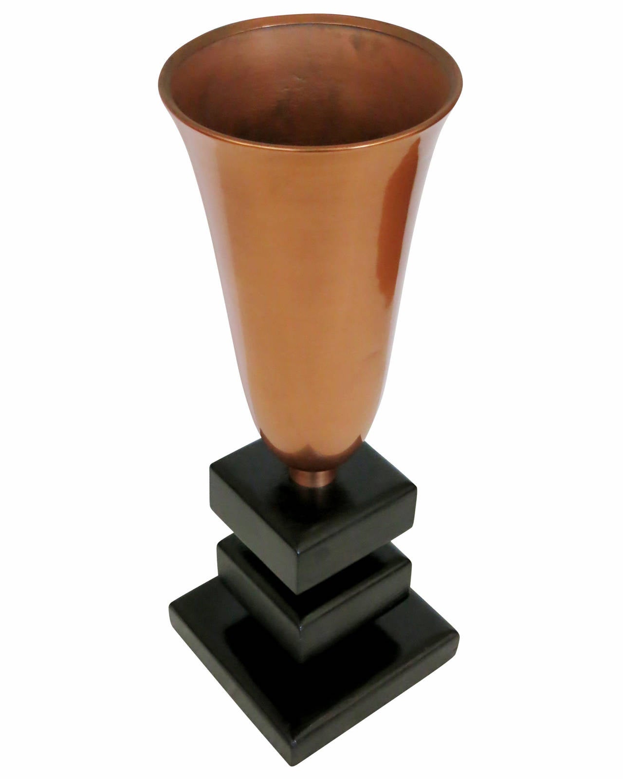 American Copper Stacked Base Torchiere Table Lamp For Sale