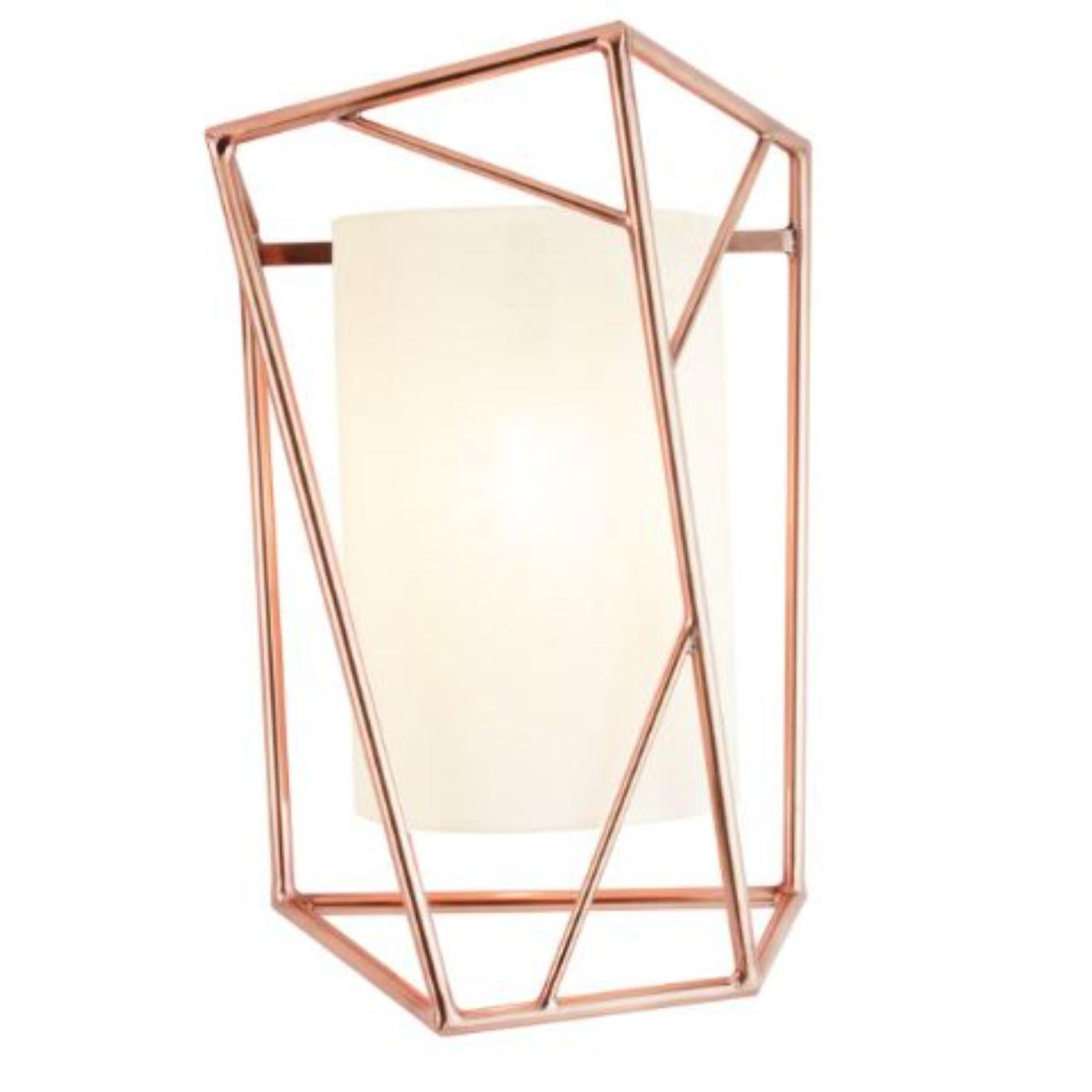 Copper star wall lamp by Dooq.
Dimensions: W 28 x D 20 x H 51 cm
Materials: lacquered metal, polished or satin metal, copper.
abat-jour: linen
Also available in different colors and materials.

Information:
230V/50Hz
E14/1x15W