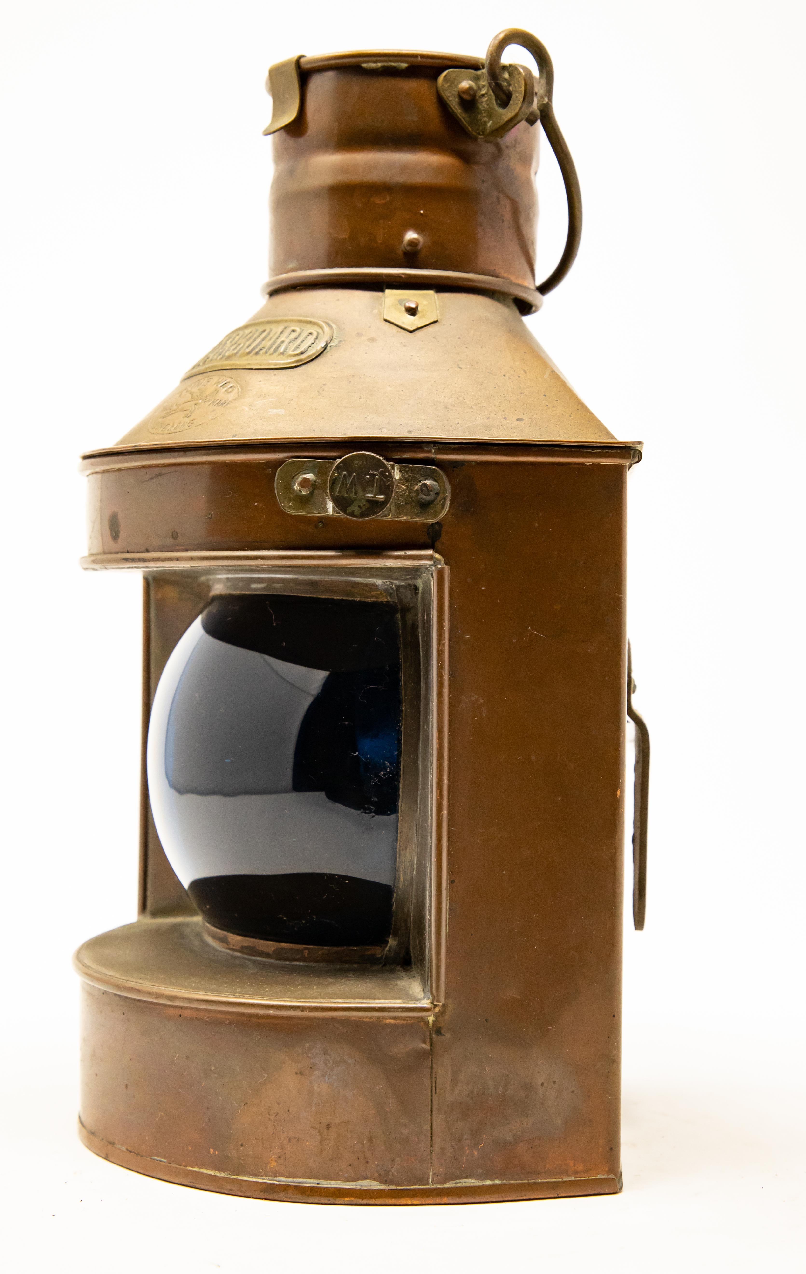 Metalwork Copper Starboard Ship Lantern by Tung Woo For Sale