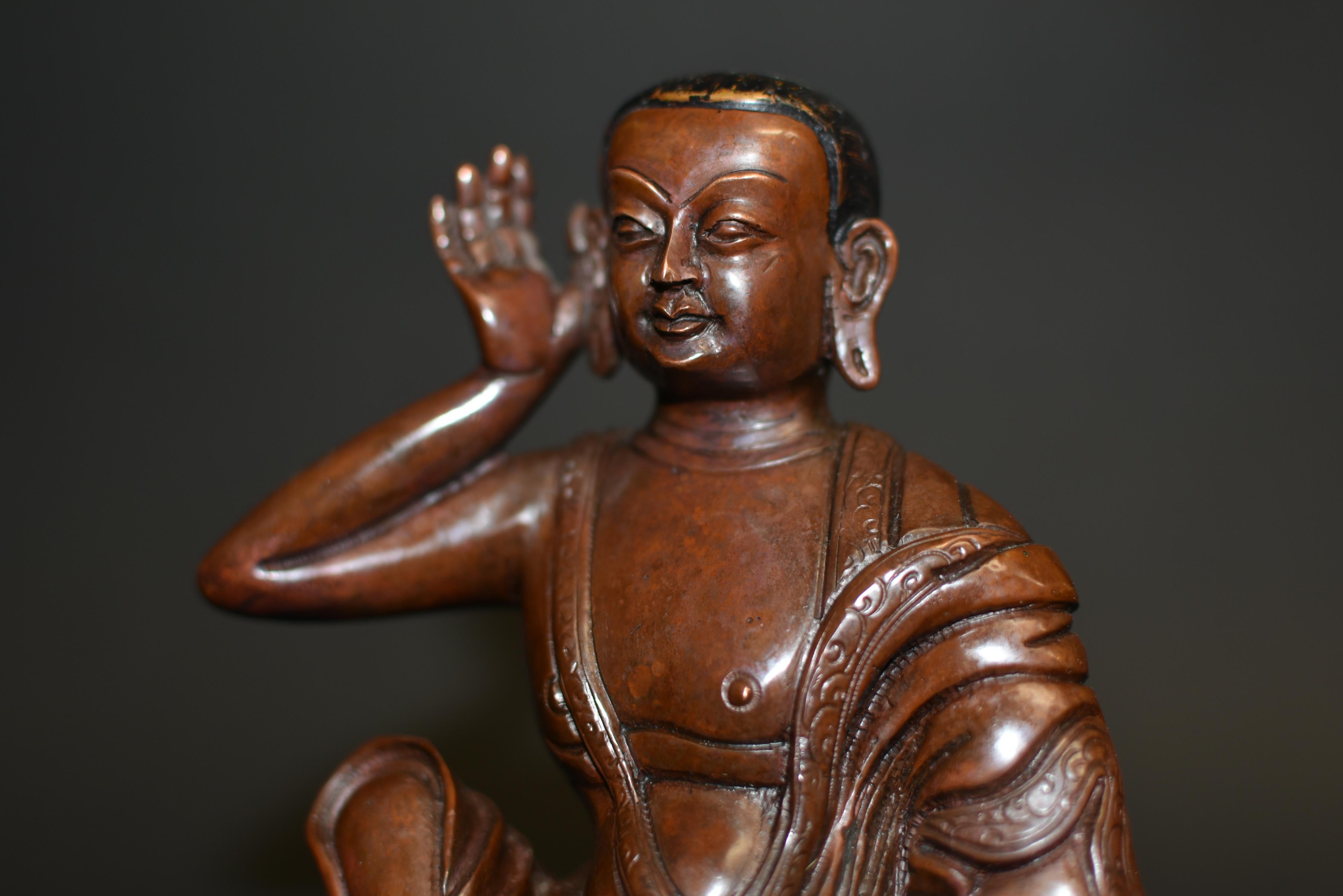 Copper Statue Milarepa Tibetan Poet Music Saint For Sale at 1stDibs
