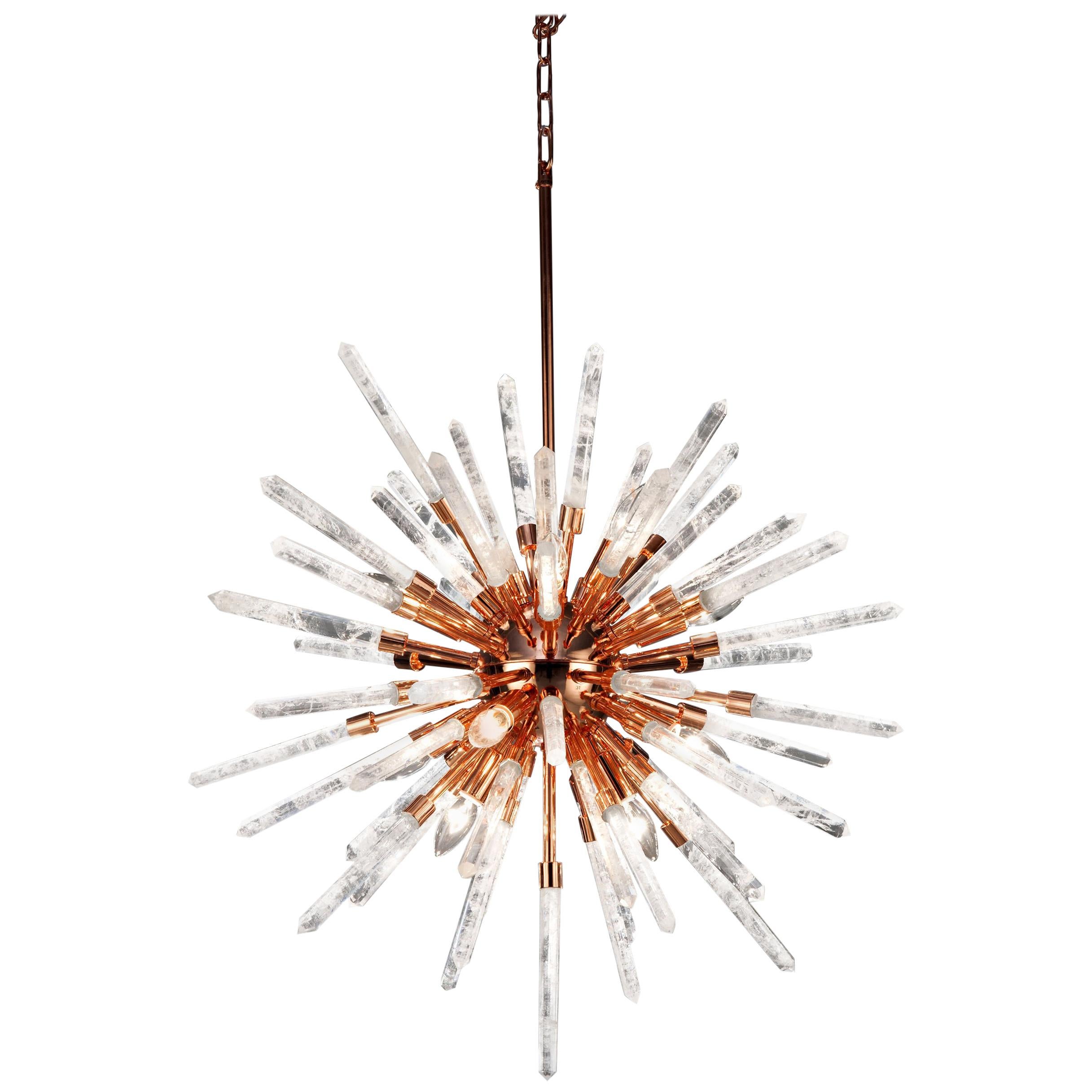 White Quartz and Copper Pendant Lamp by Aver For Sale