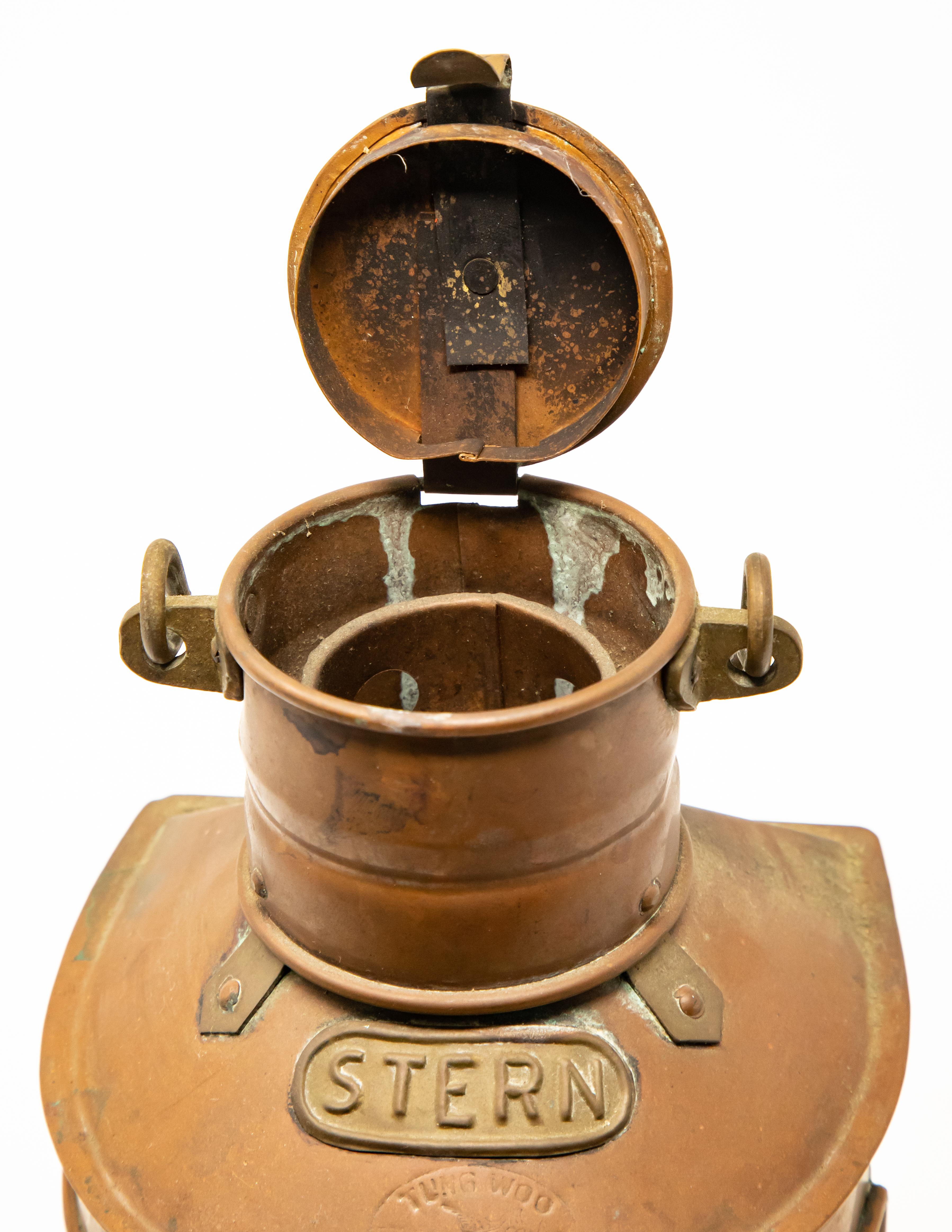 20th Century Copper Stern Ship Lantern For Sale
