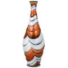 Antique Copper Swirl Enamel Vase by Camille Fauré