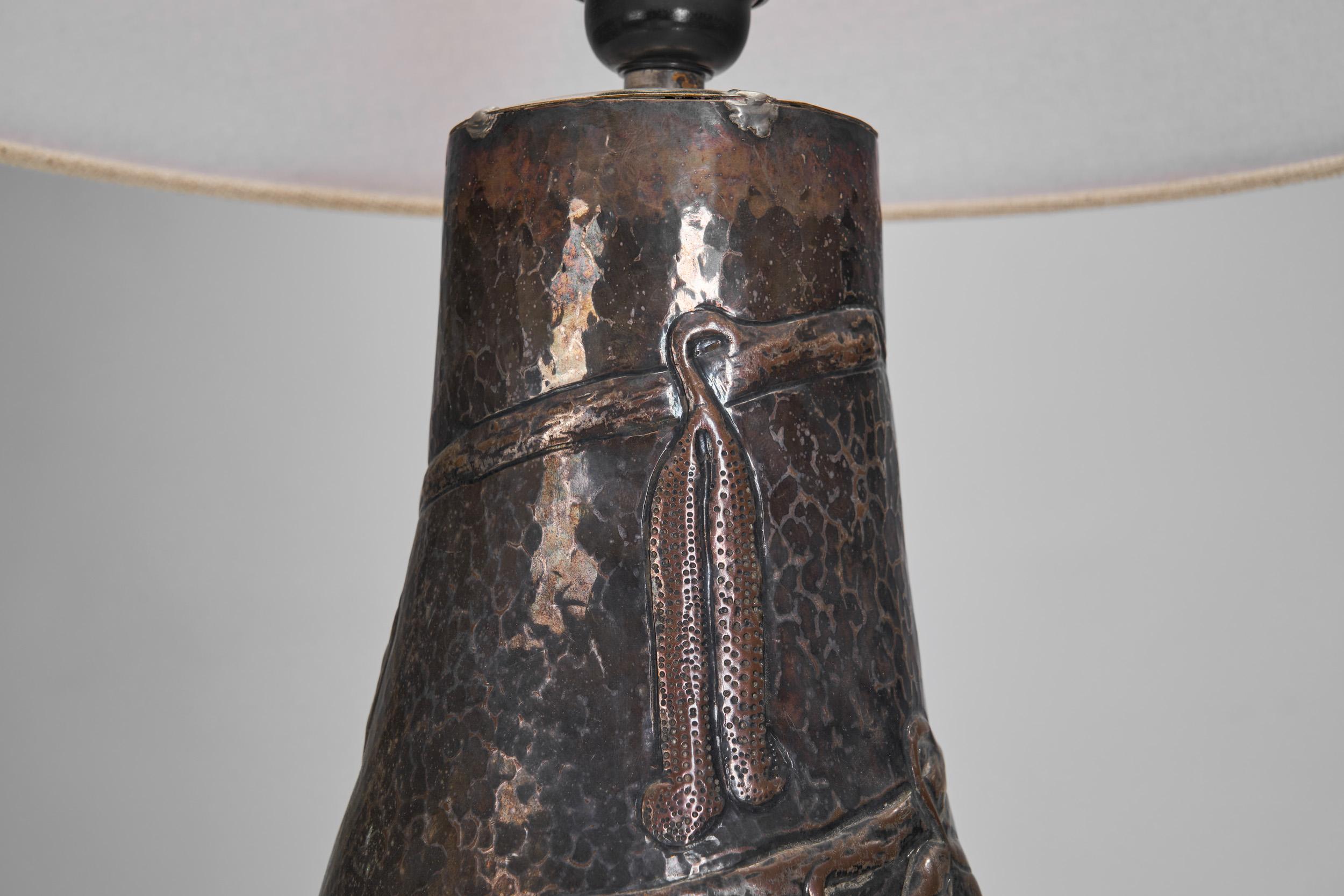 Copper Table Lamp for Svensk Metallkonst AB, Sweden Early 20th Century For Sale 9