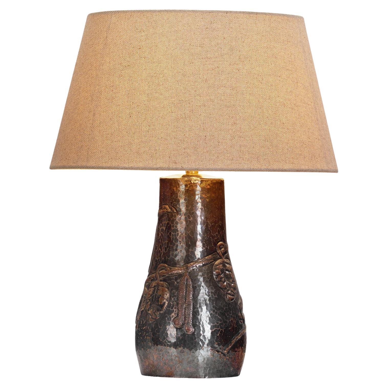 Copper Table Lamp for Svensk Metallkonst AB, Sweden Early 20th Century For Sale