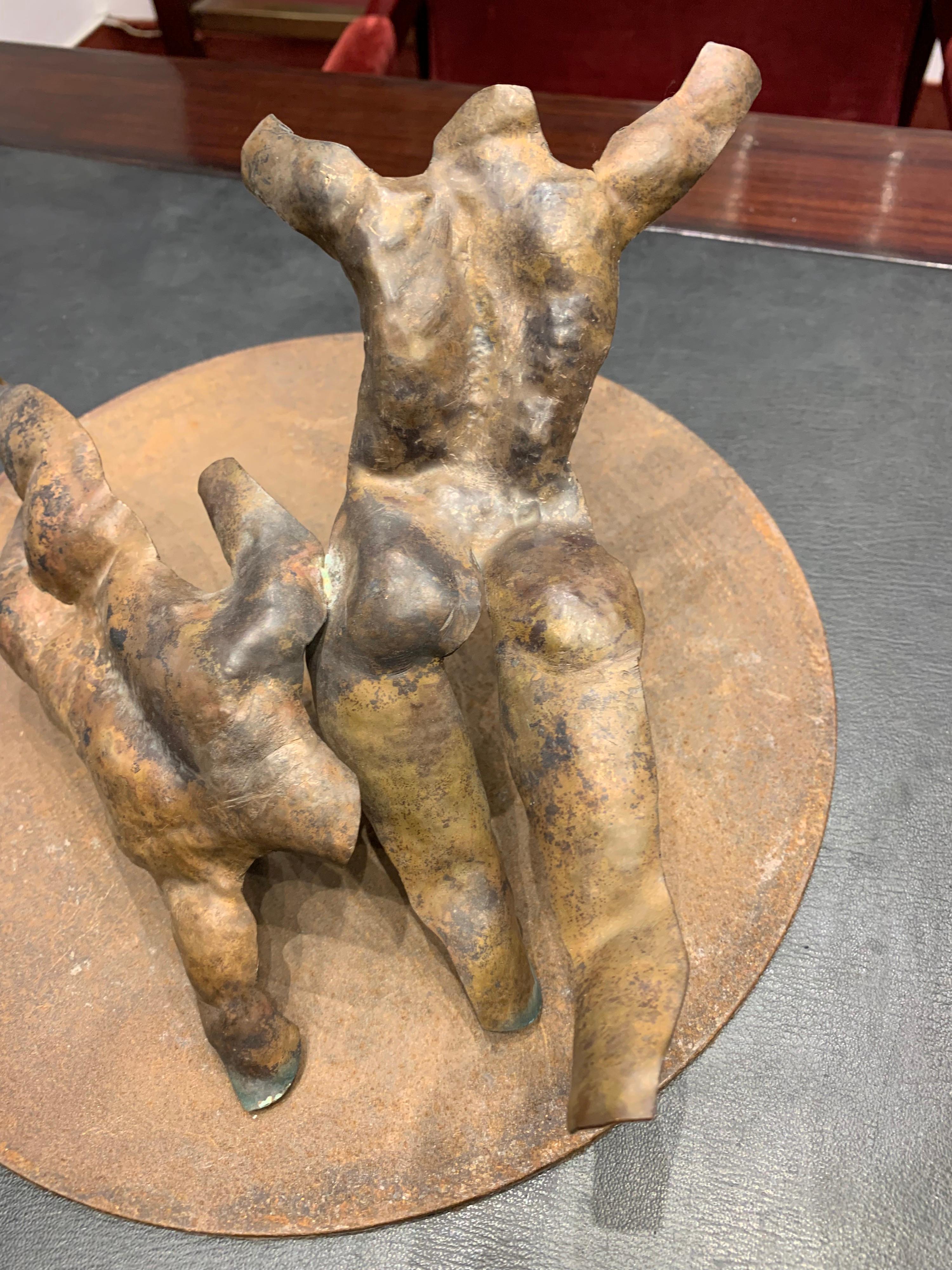 Women's or Men's Copper Tabletop Male Nude Body Sculpture For Sale