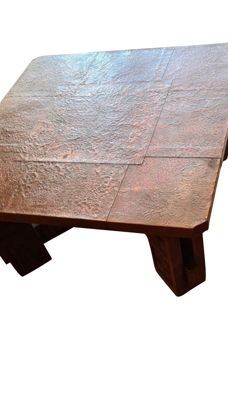 Spanish Copper Top Brutalist Design Coffee Table, Spain, Mid-Century