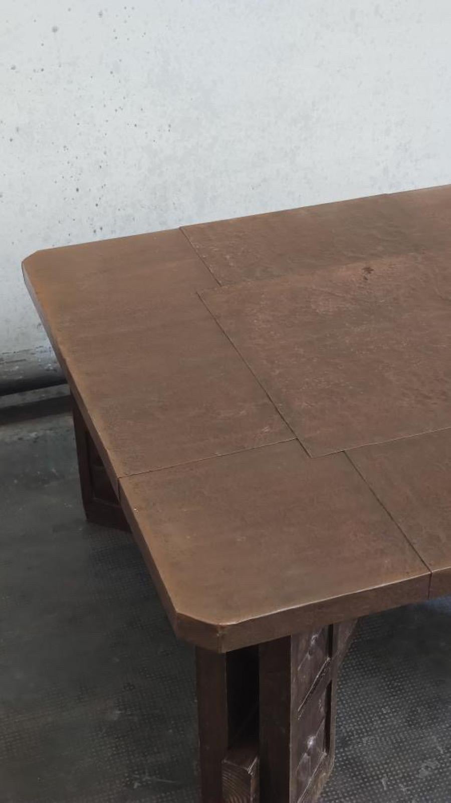 Copper Top Brutalist Design Coffee Table, Spain, Mid-Century In Good Condition In New York, NY