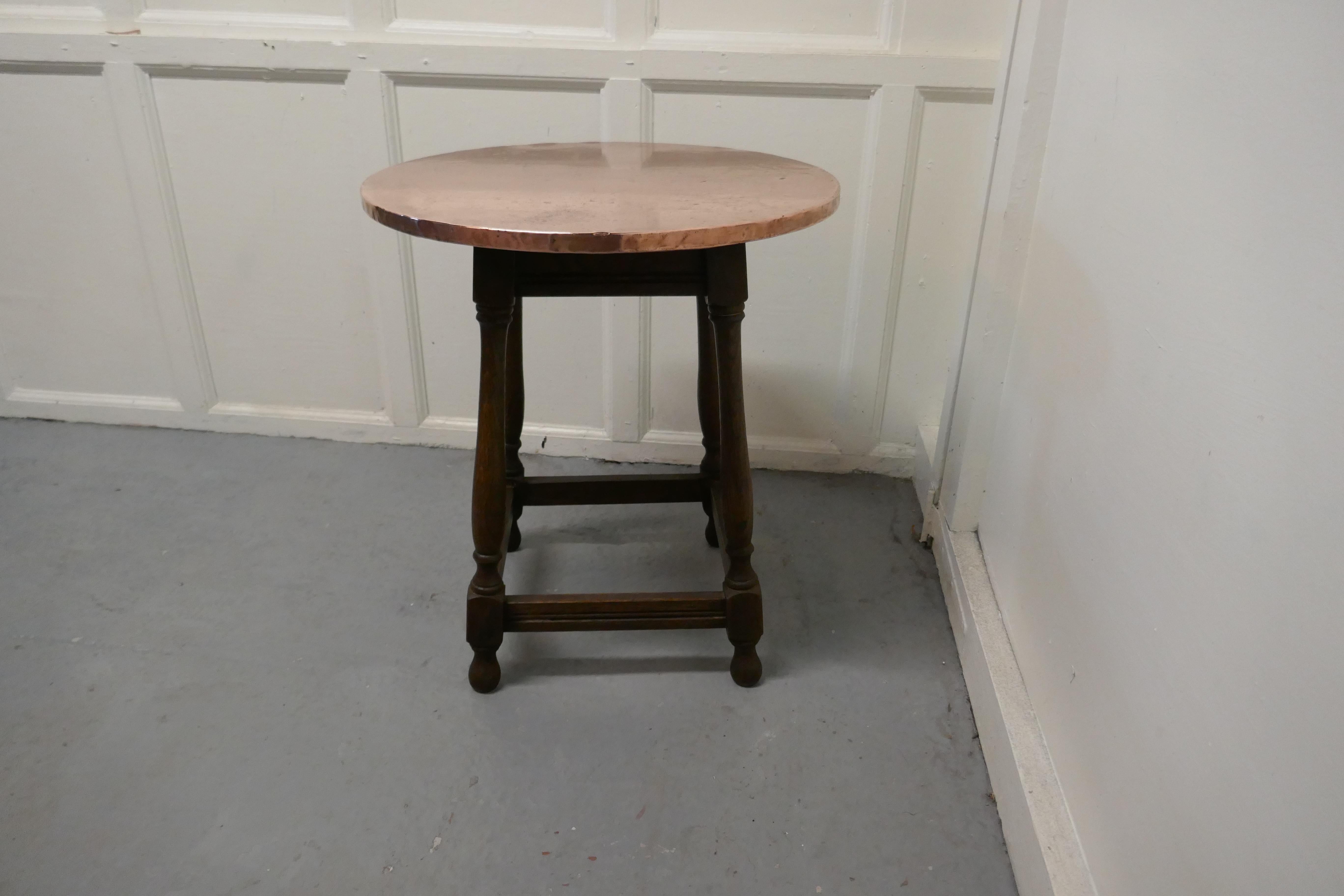 Copper Topped Tavern Table or Occasional Table In Good Condition For Sale In Chillerton, Isle of Wight