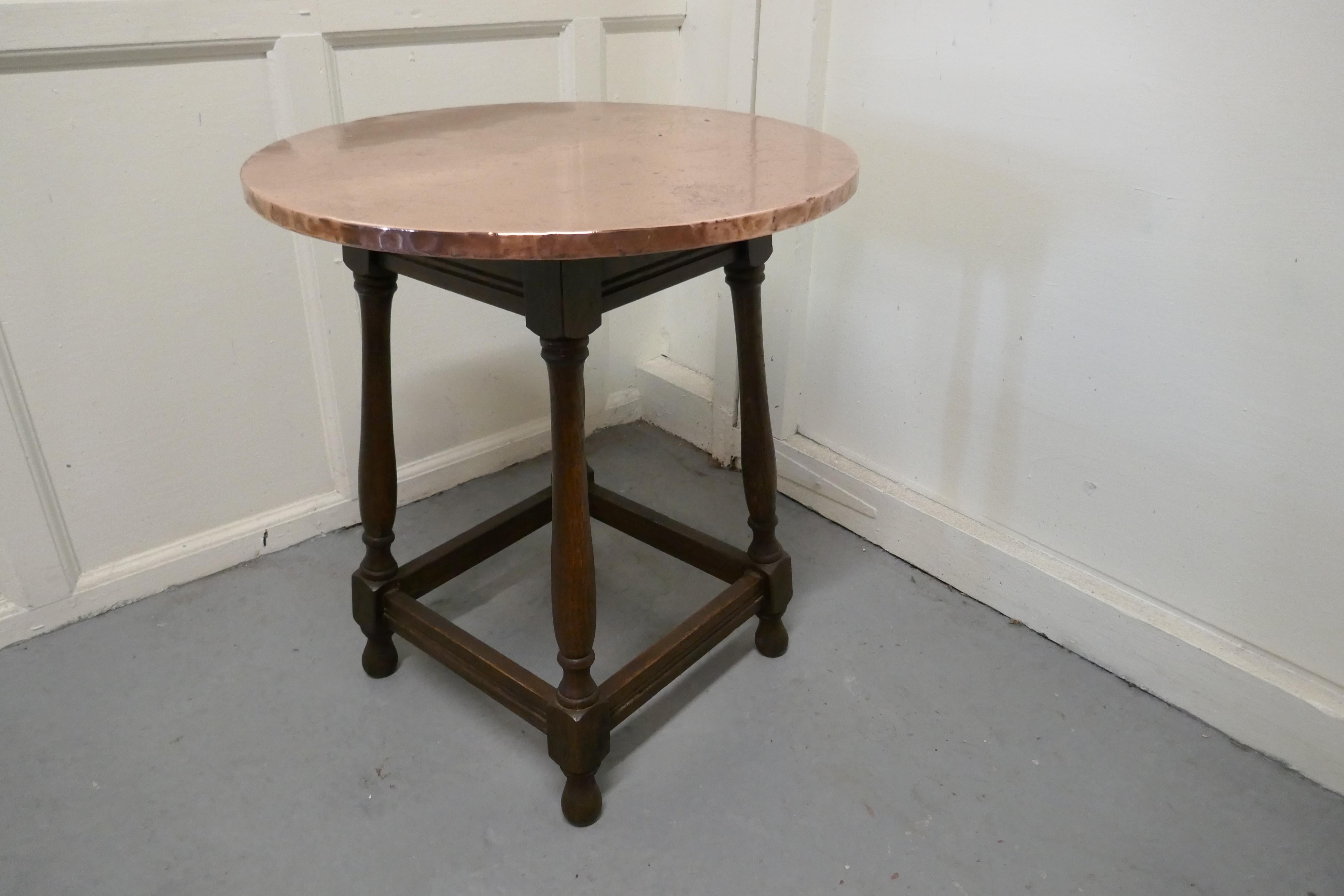 Copper Topped Tavern Table or Occasional Table For Sale 2