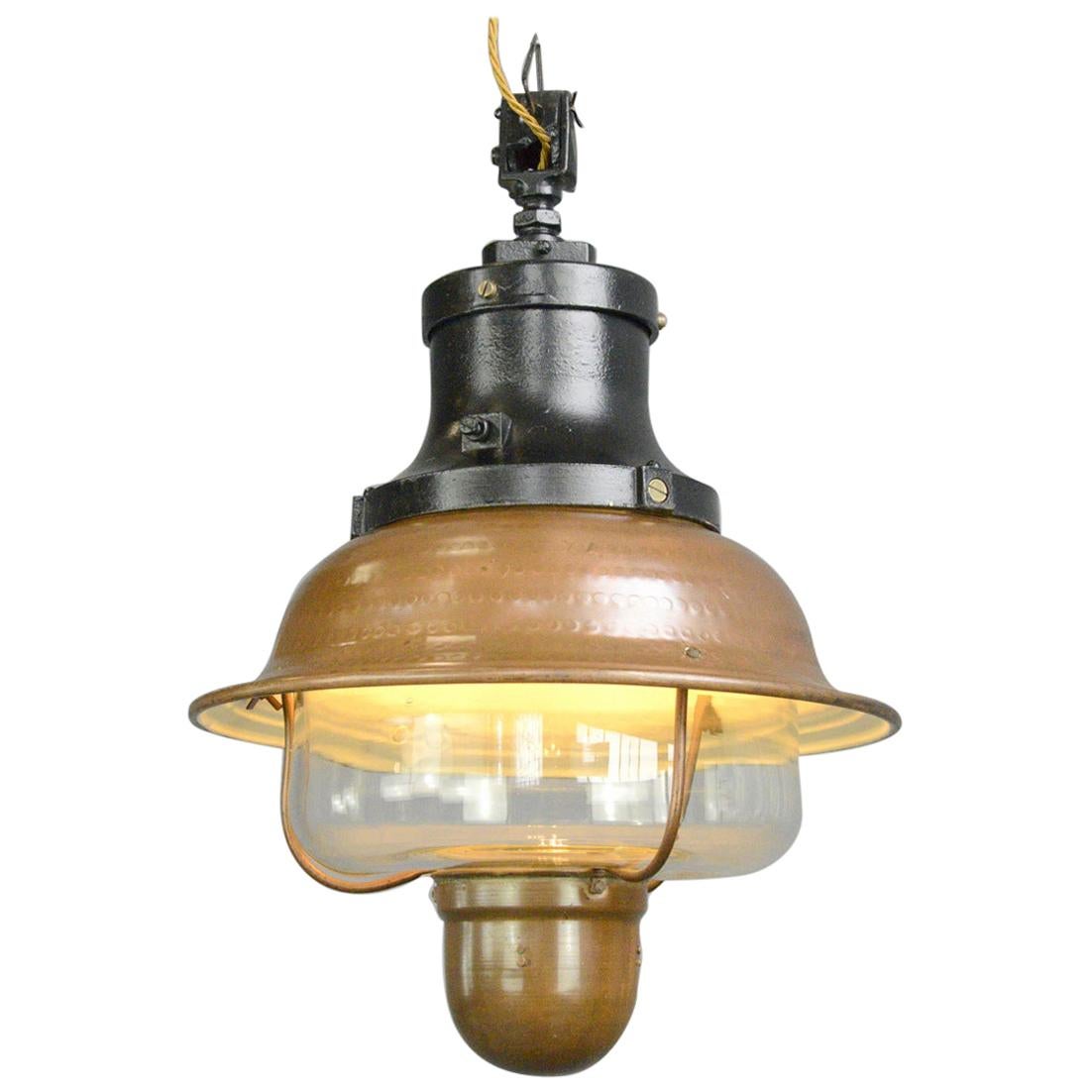 Copper Train Station Light by Industria Rotterdam, circa 1920s