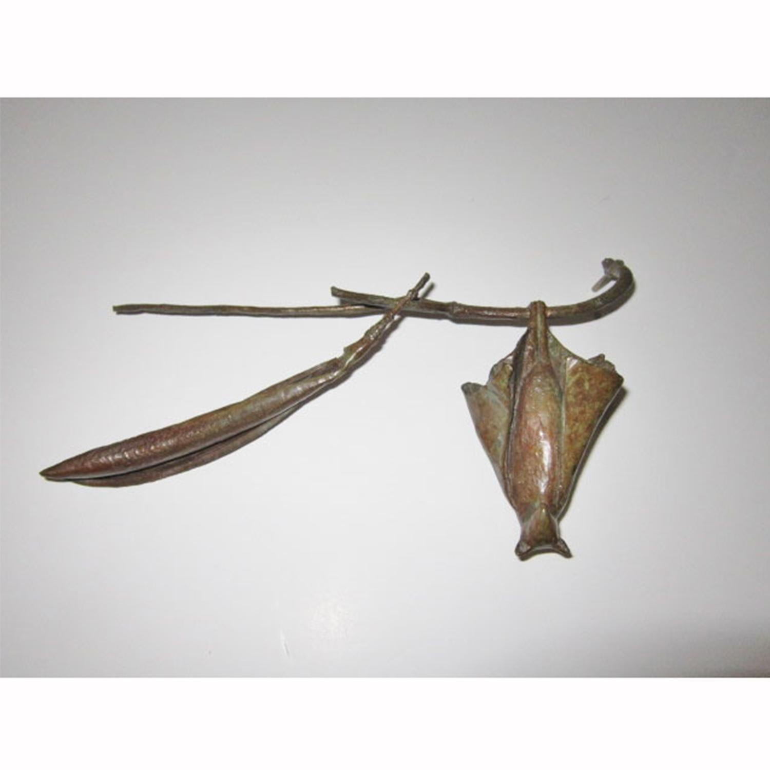 Copper Tritscheller Figurative Sculpture - Bat with Side Swept Bean Pod