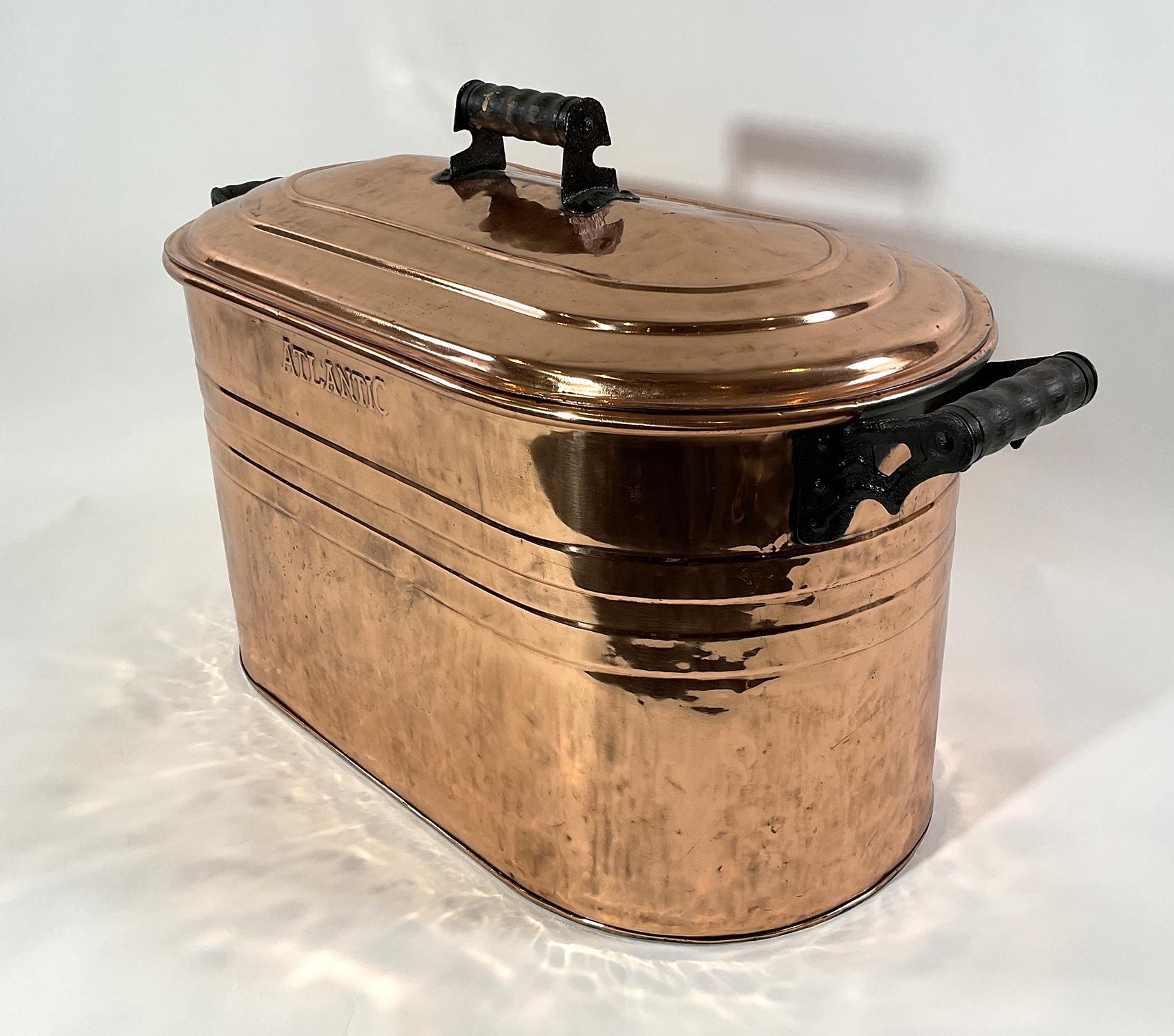 Copper Tub with Lid Embossed Atlantic 1