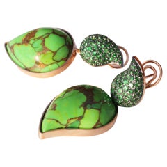 Copper Turquoise Tsavorite Earrings Rosegold Dreamlike Paradies Green Italy made