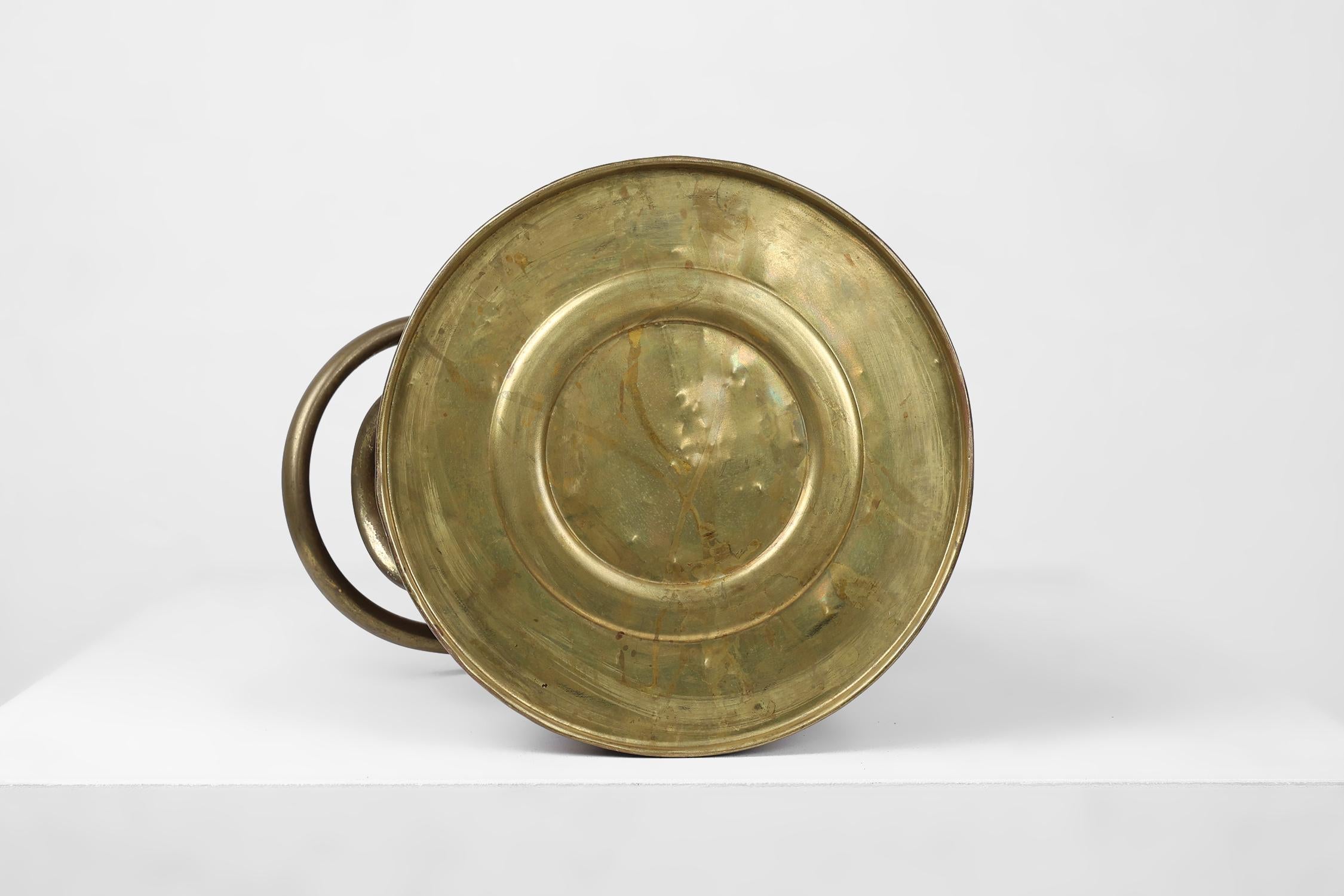 Copper umbrella stand with an embossed image medieval couple, France ca. 1900 For Sale 4