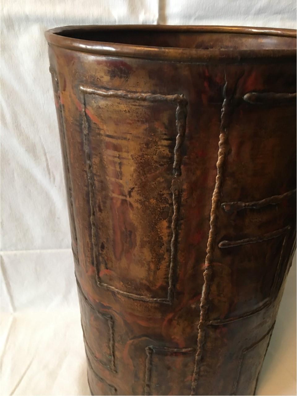 Copper Umbrella Stand with Geometric Pattern For Sale 6