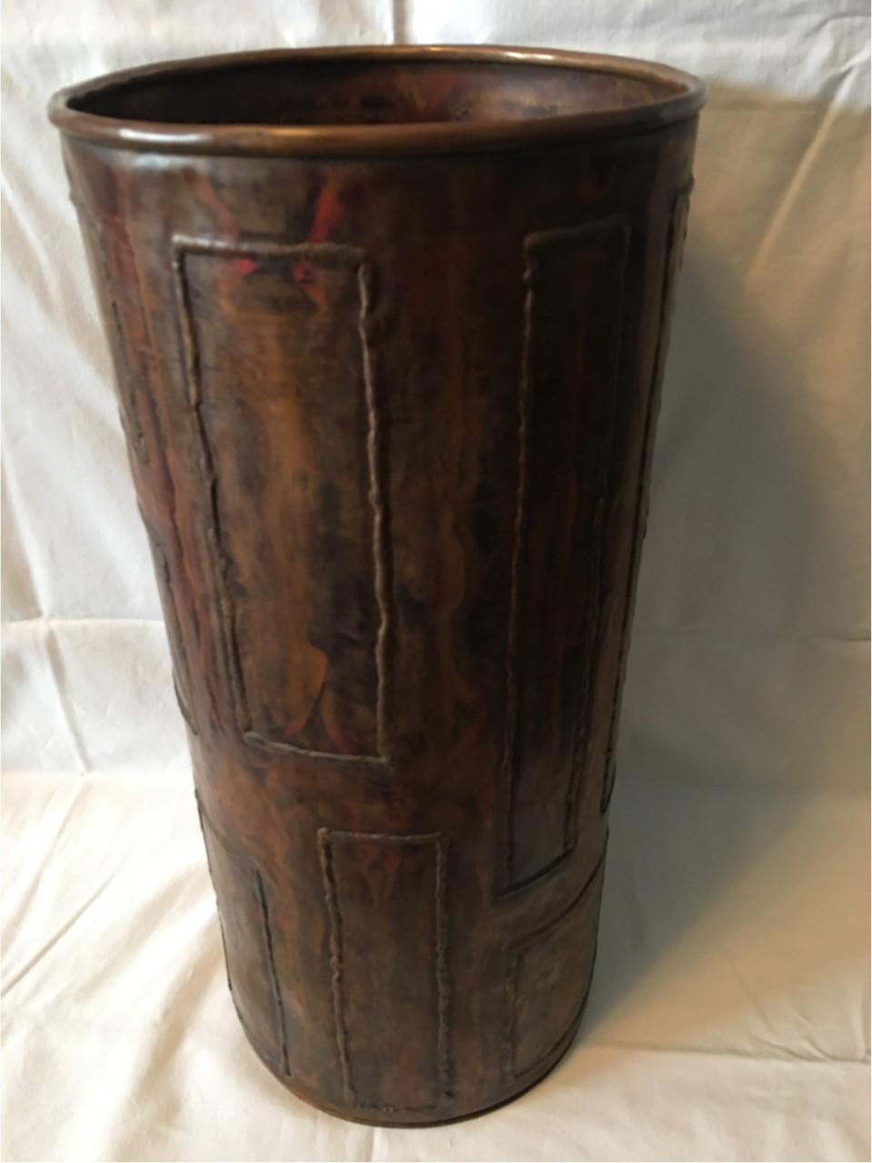 Copper Umbrella Stand with Geometric Pattern For Sale 7