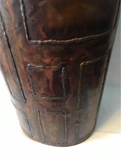 Copper Umbrella Stand with Geometric Pattern