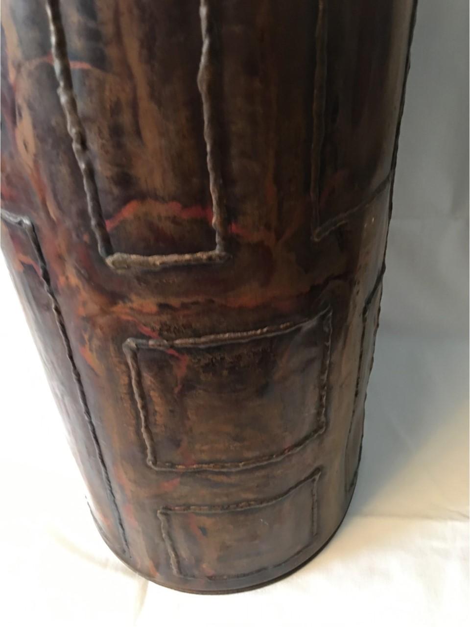 Mid-20th Century Copper Umbrella Stand with Geometric Pattern For Sale