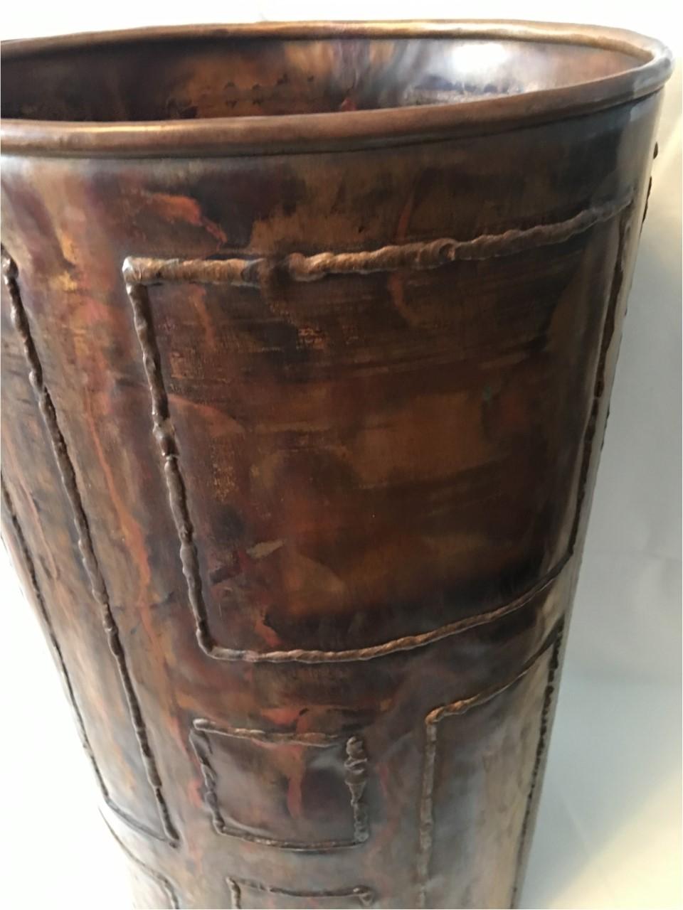 Copper Umbrella Stand with Geometric Pattern For Sale 1
