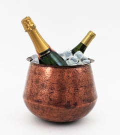 Secchiello di ghiaccio per champagne in rame forgiato a mano