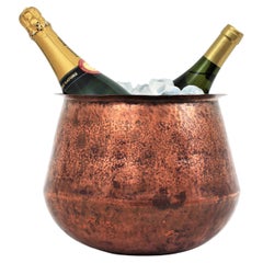 Antique Hand Forged Copper Champagne Cooler Ice Bucket / Vessel