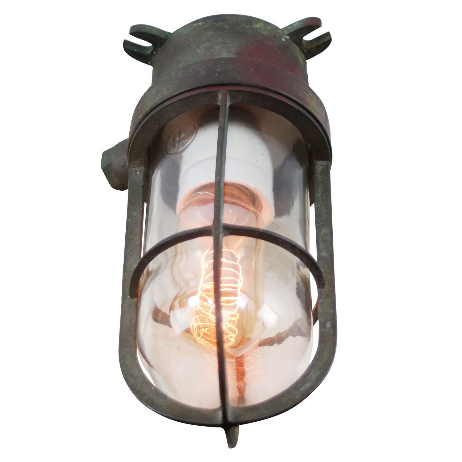 Copper Vintage Industrial Clear Glass Flush Mount by Industria Rotterdam In Good Condition For Sale In Amsterdam, NL