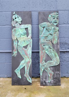 Copper Wall Art Sculpture Nude Figures Male & Female
