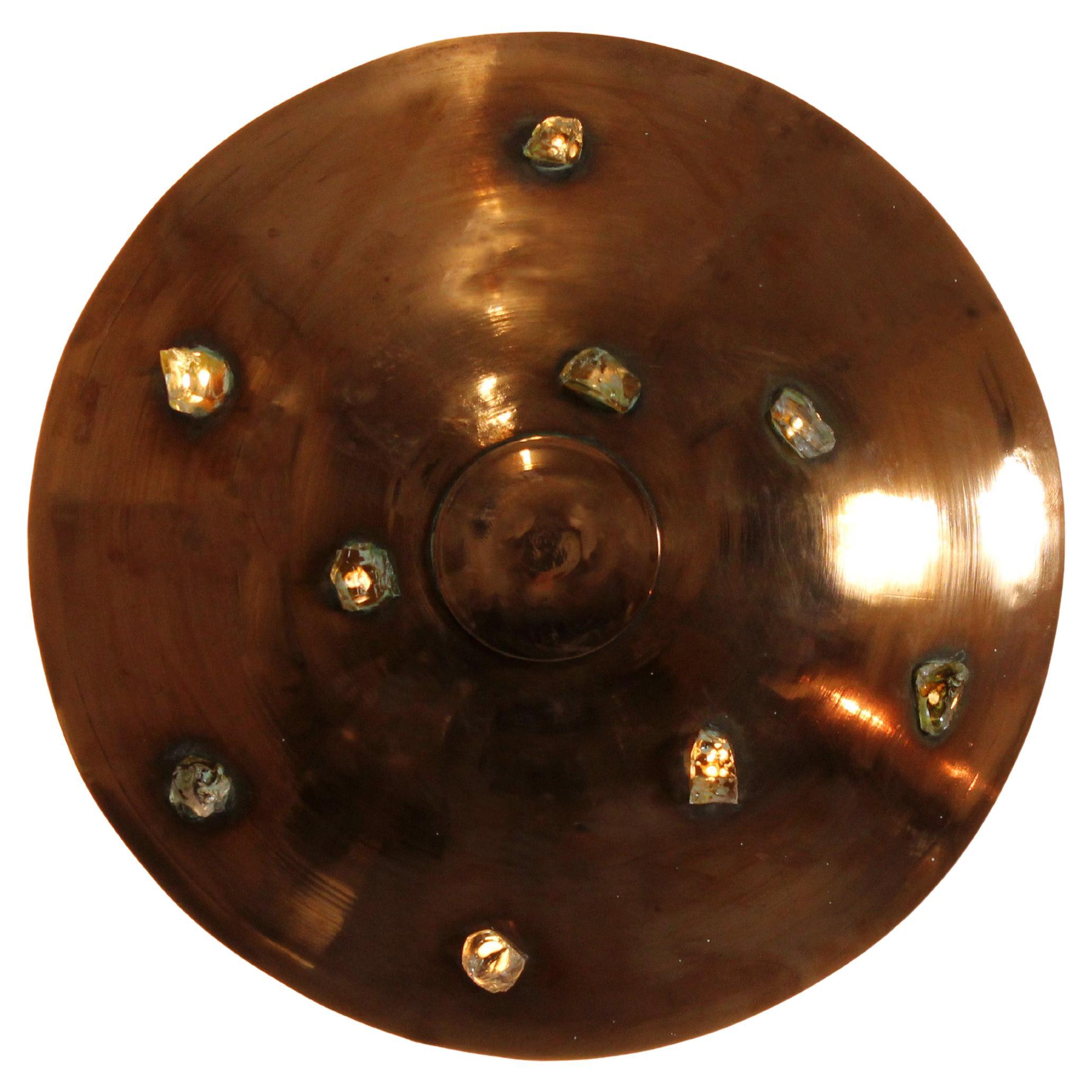 Applique/plafonnier en cuivre avec incrustations de verre - c. 1960 - Espagne