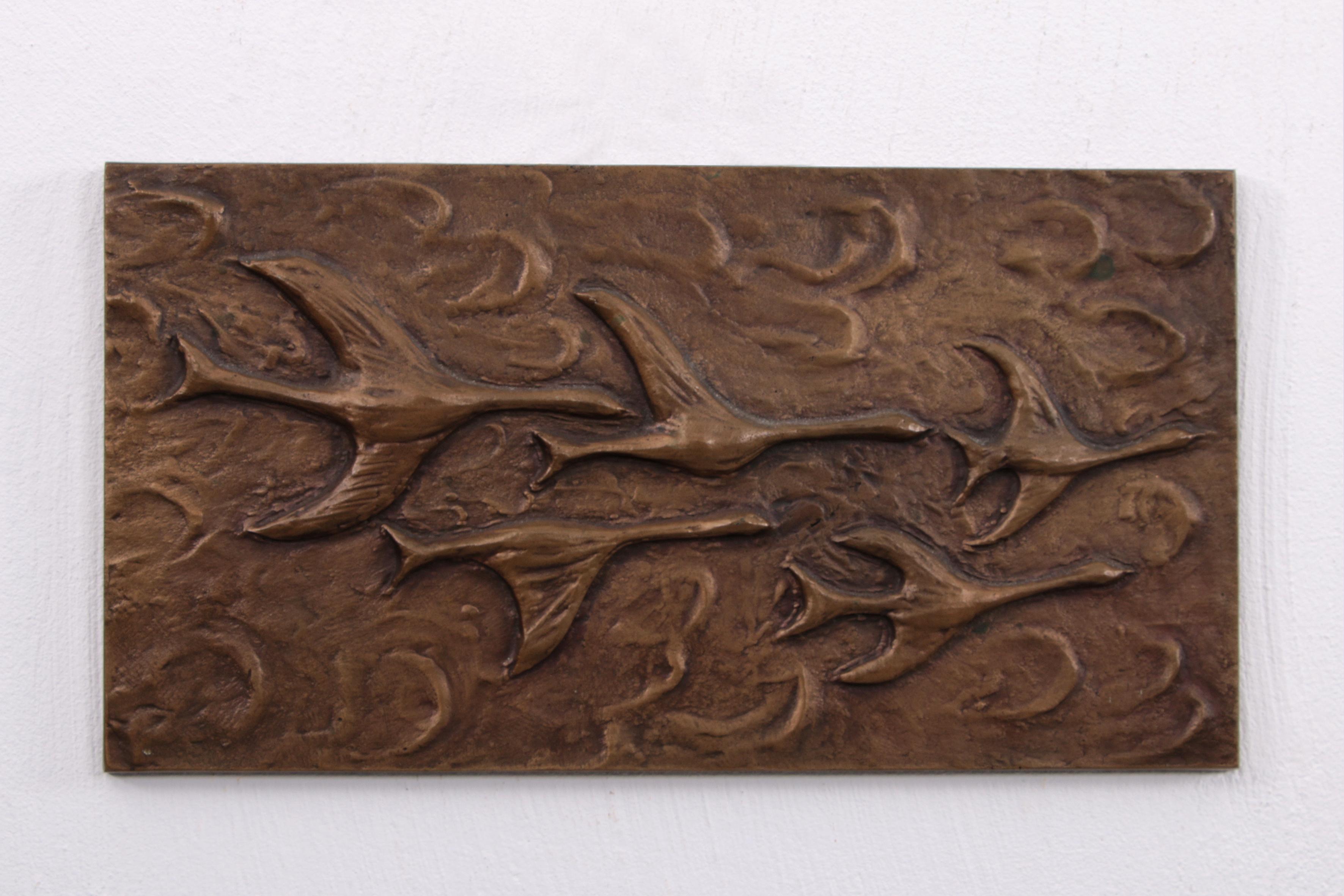 German Copper Wall Decoration Flying Birds, 1960 For Sale