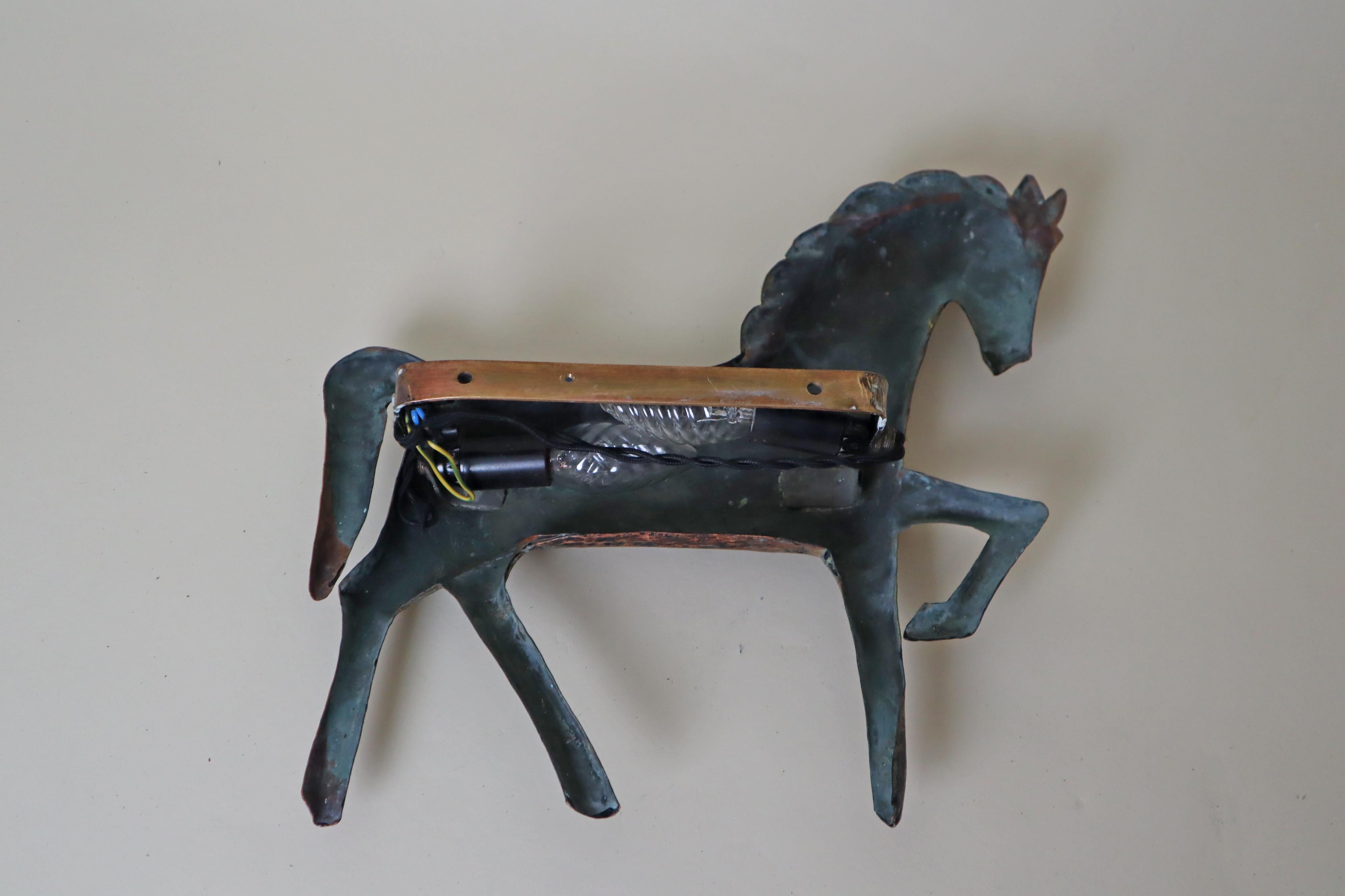 Tedesco Lampada da parete in rame a forma di cavallo, Germania, anni '60 in vendita