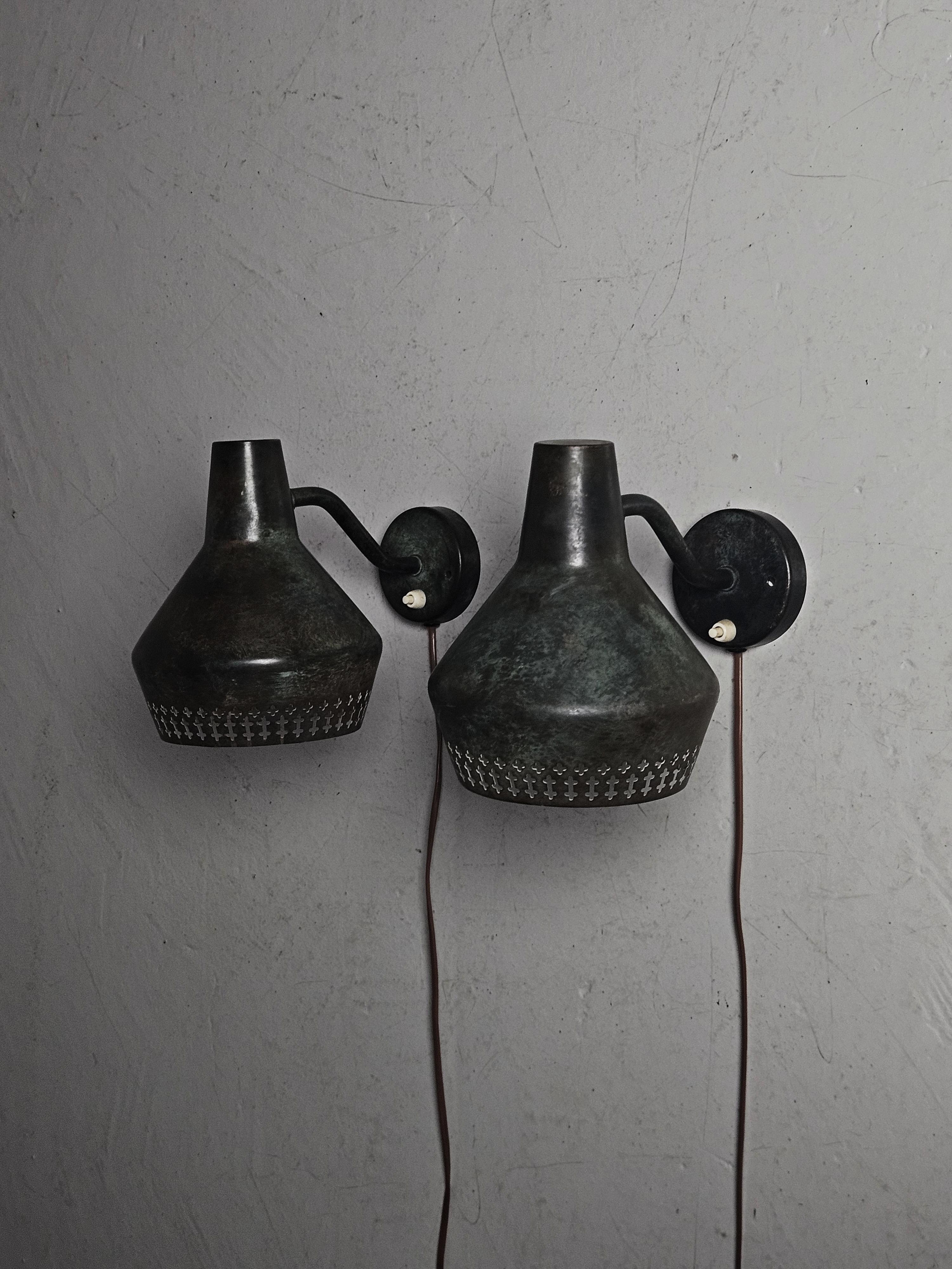 Apliques de cobre de Hans Bergström para Ateljé Lyktan, Suecia, década de 1940 Escandinavo moderno en venta