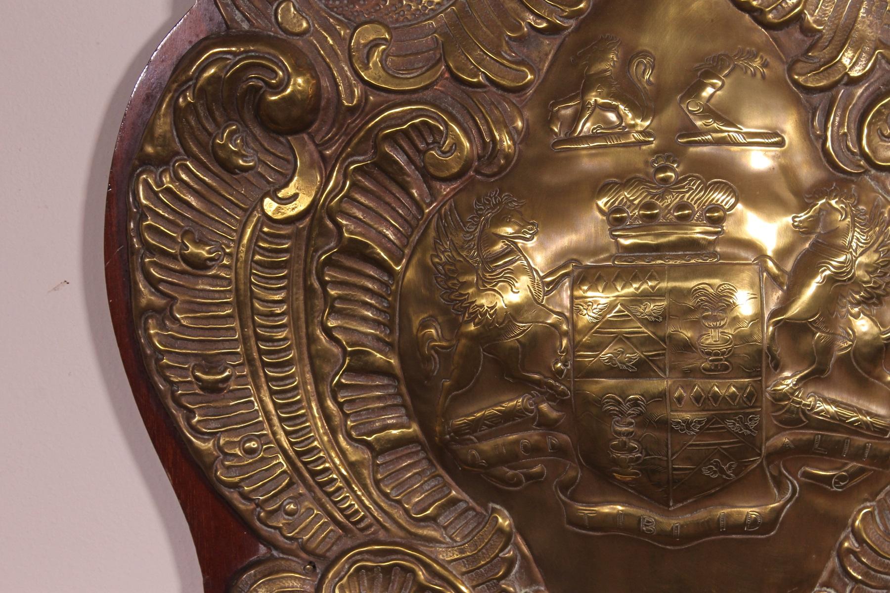 British Copper Wall Panel with the Coat of Arms of English Family, 19th Century For Sale