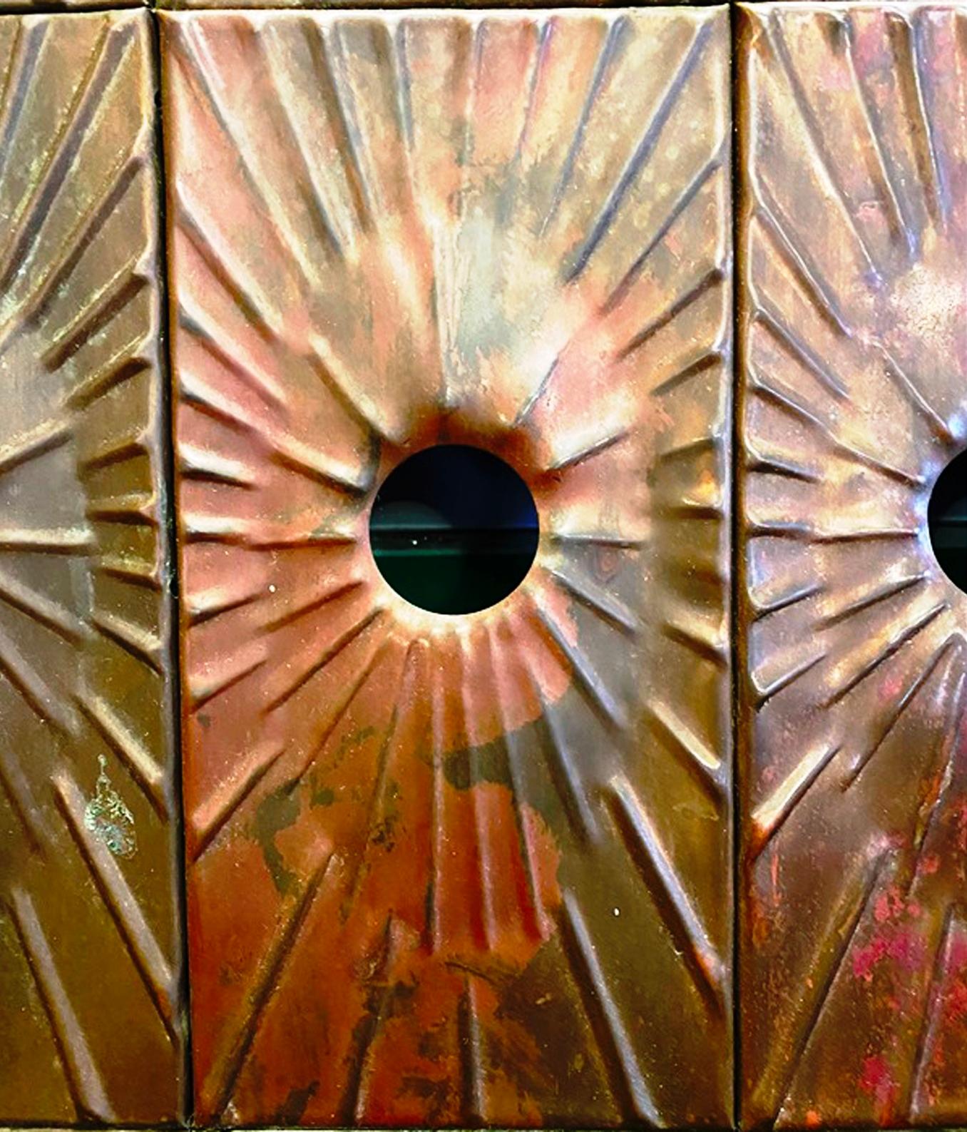 Copper Wall Panelling Cladding by Edit Oborzil, 1971 Art Object Panel For Sale 4