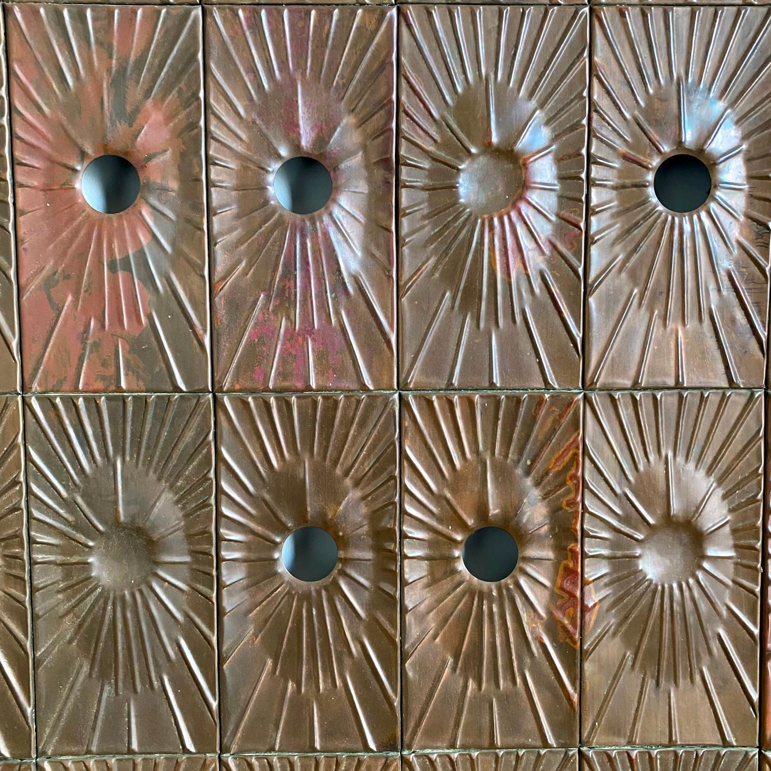 Copper Wall Panelling Cladding by Edit Oborzil, 1971 Art Object Panel For Sale 8