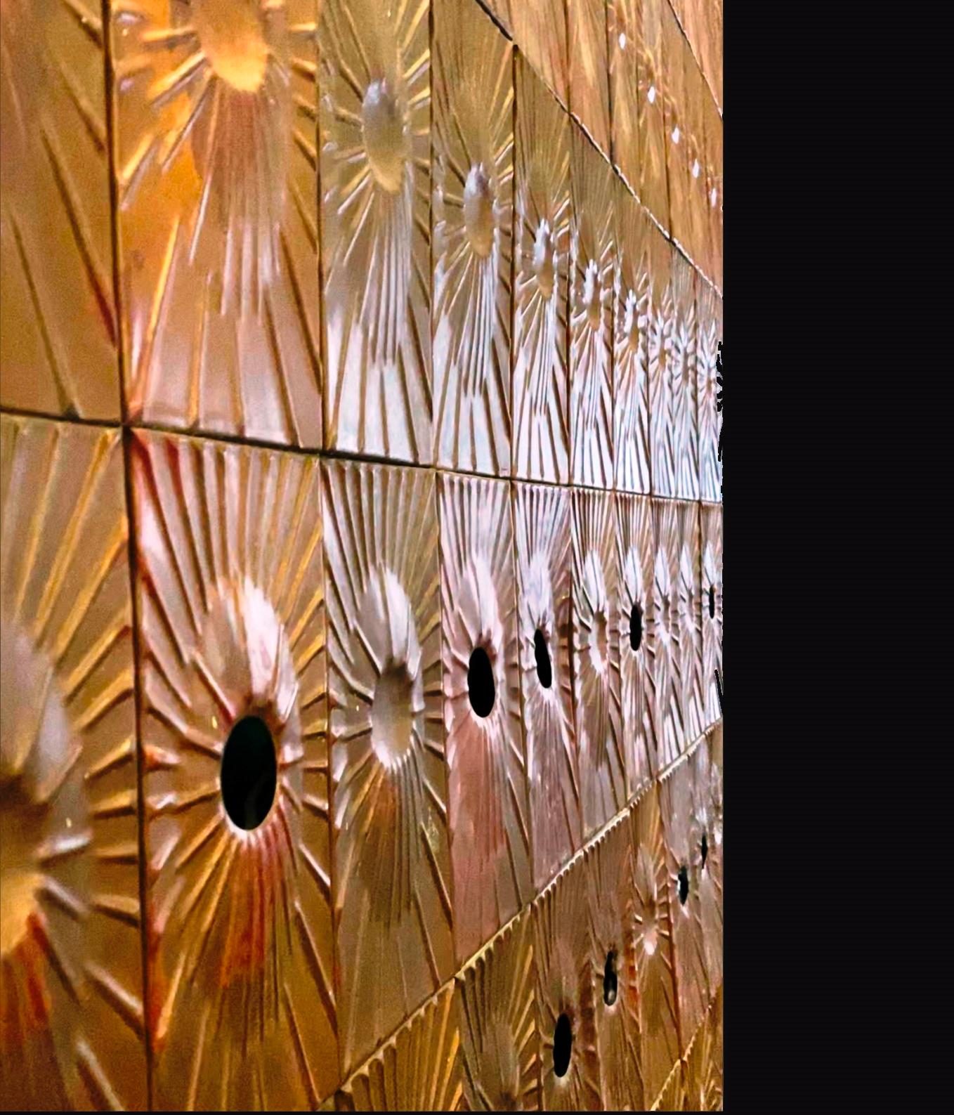 Mid-Century Modern Copper Wall Panelling Cladding by Edit Oborzil, 1971 Art Object Panel For Sale