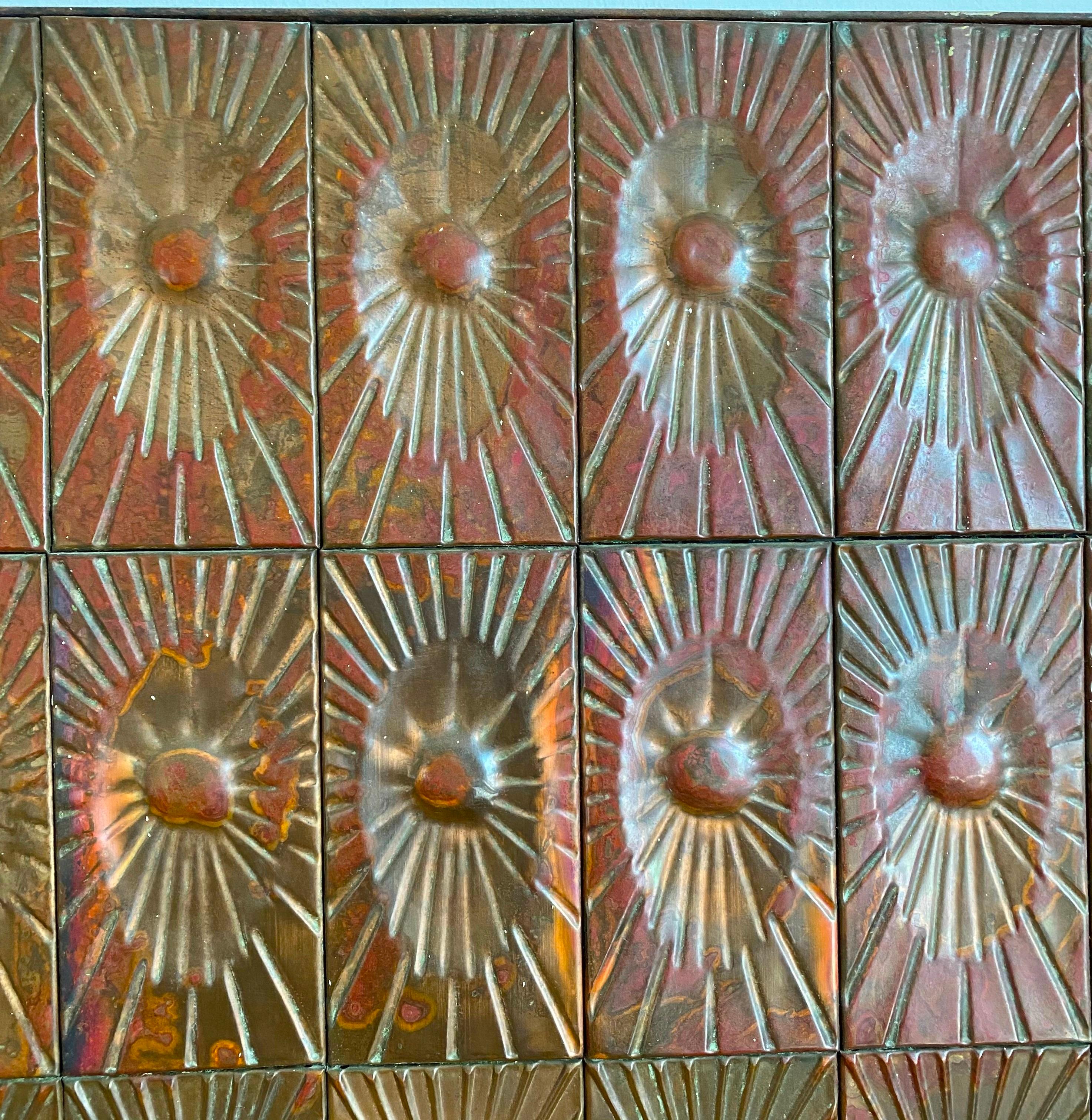 Copper Wall Panelling Cladding by Edit Oborzil, 1971 Art Object Panel For Sale 3