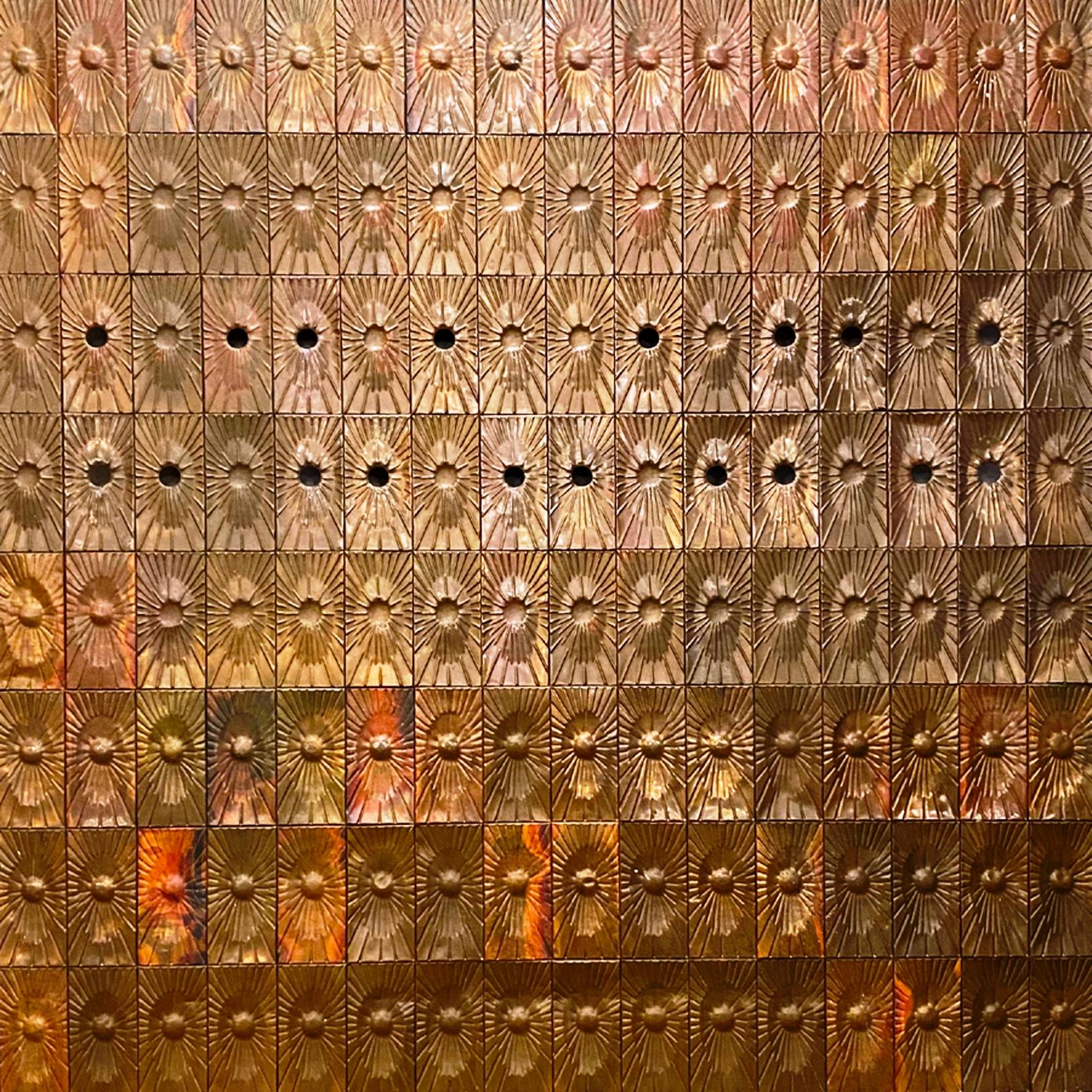 Mid-Century Modern Copper Wall Panelling Cladding by Edit Oborzil, 1971 Art Object Panel