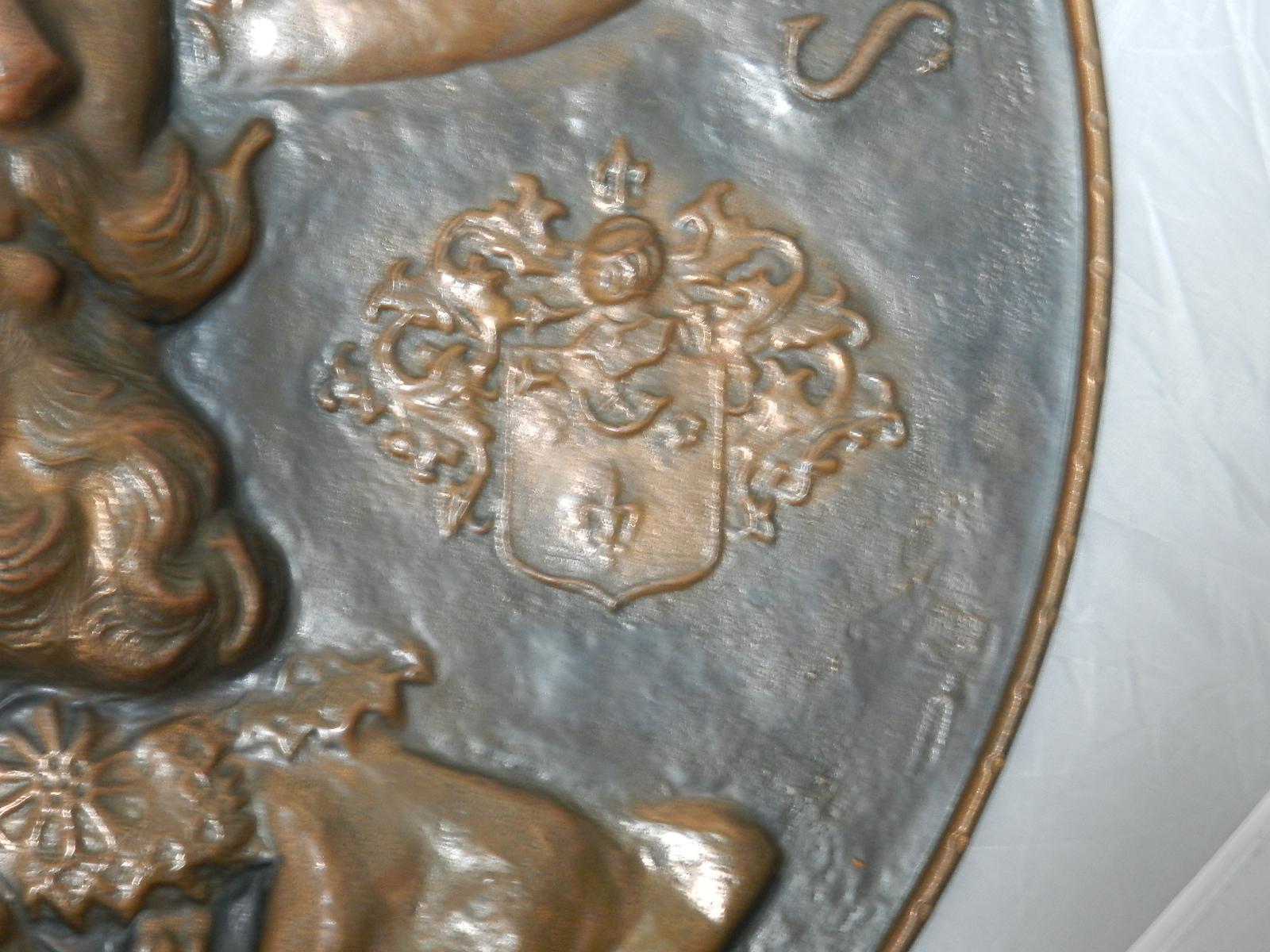 Belgian Copper Wall Plaque Peter Paul Rubens Embossed Flemish early 20th Century Baroque