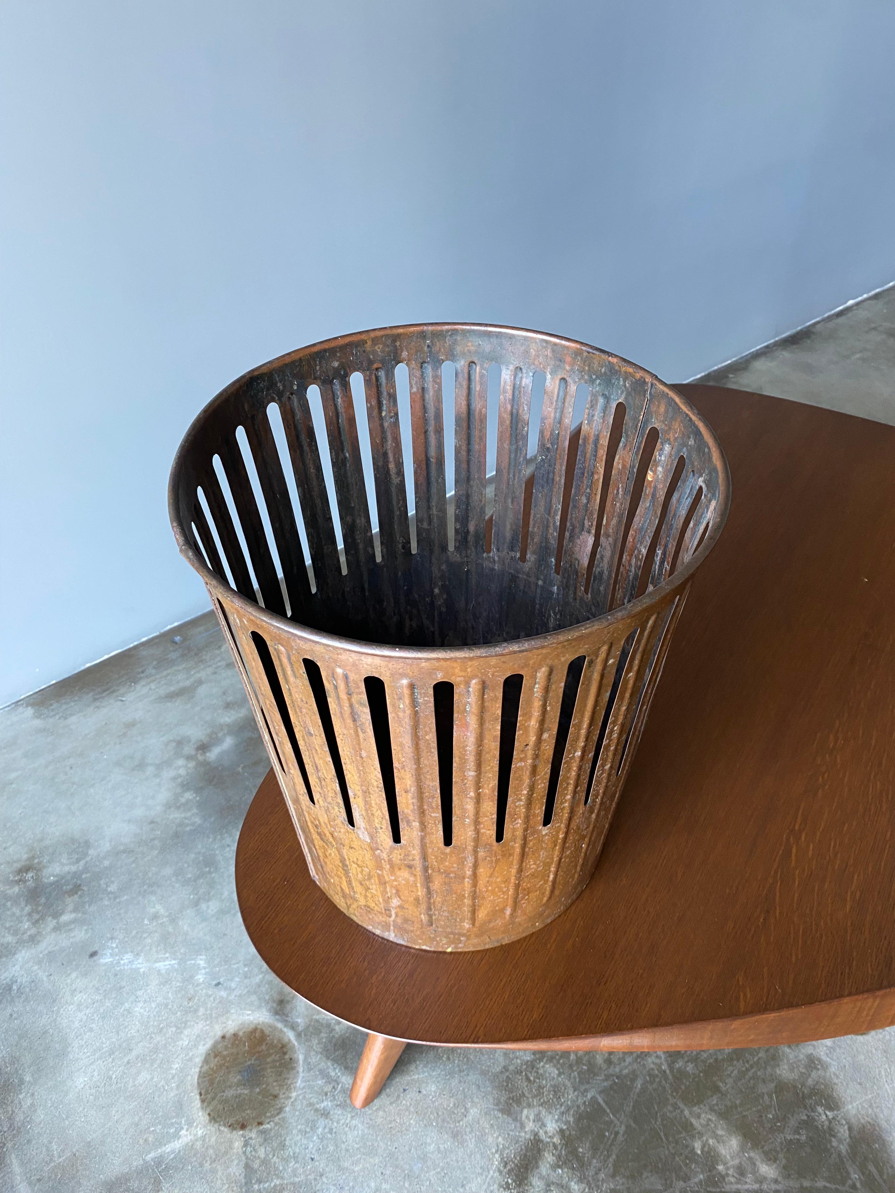 American Copper Waste Basket by Erie Art Metal Co., 1920's
