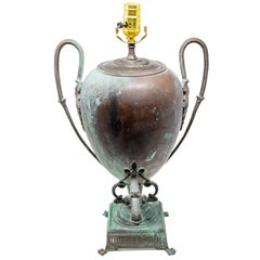 Copper Water Vessel Converted to Lamp, 19th Century